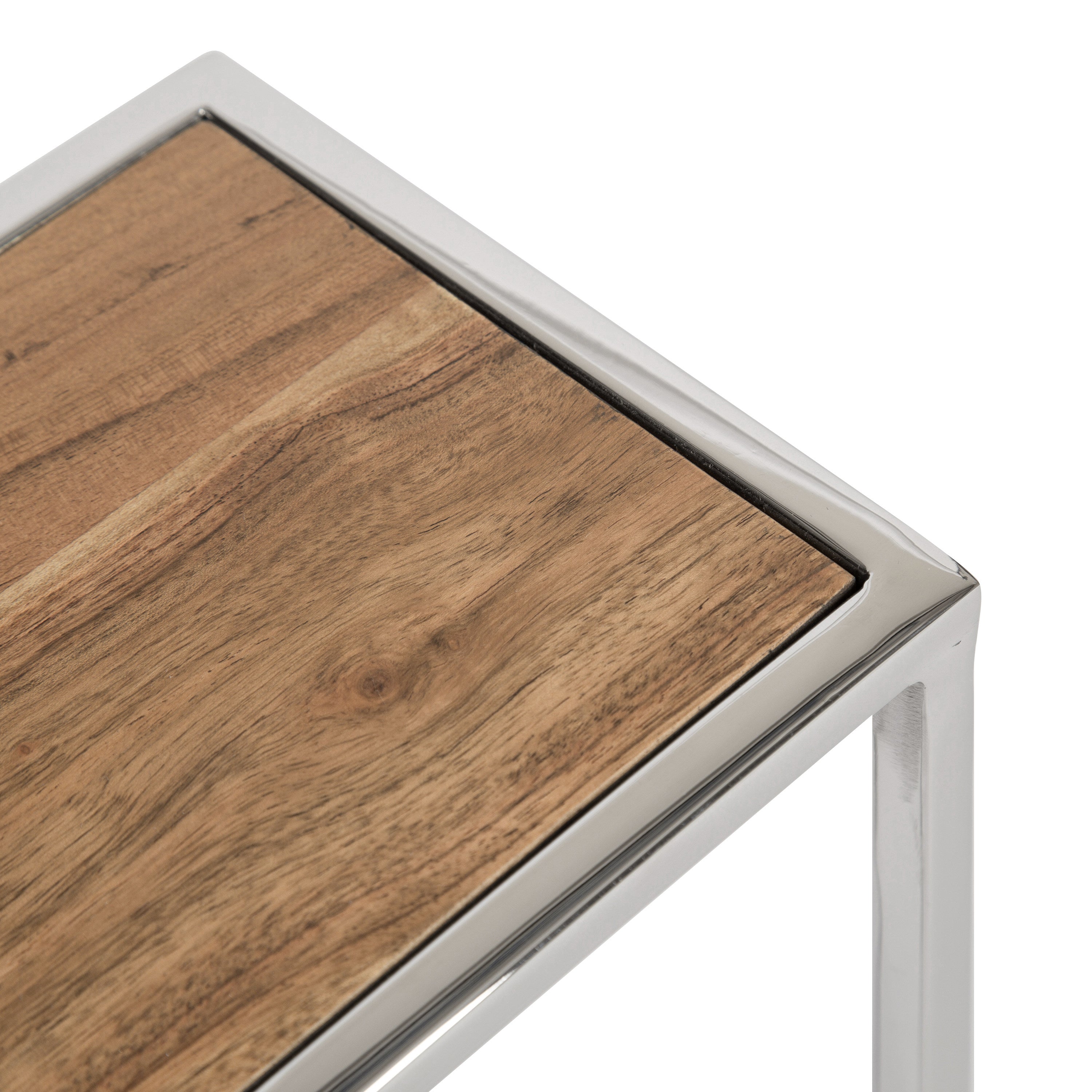 Side Table Rustic Brown Silver 7x7x21 4