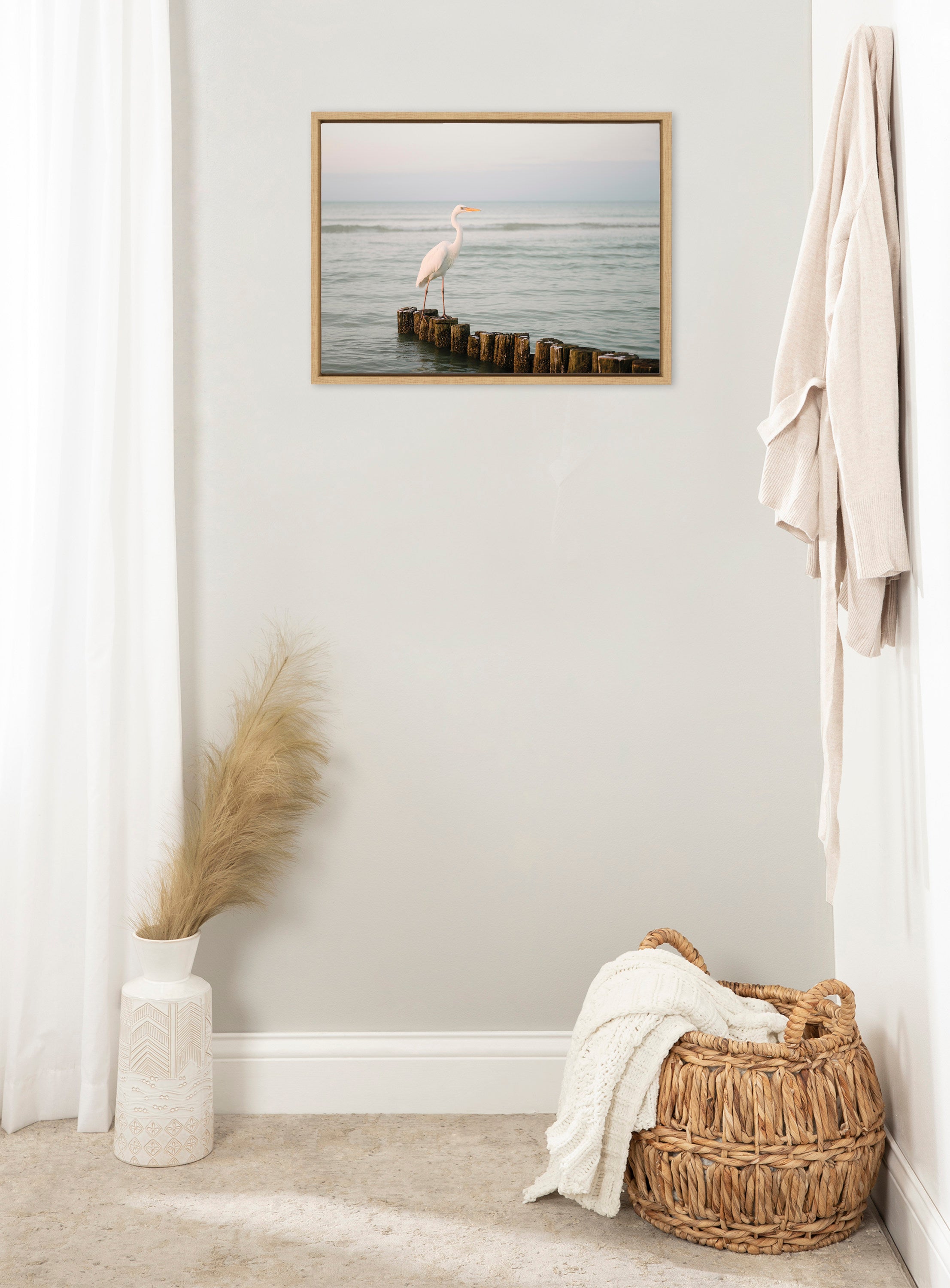 Sylvie Great White Heron Isla Holbox Framed Canvas by Crystal Lynn Collins