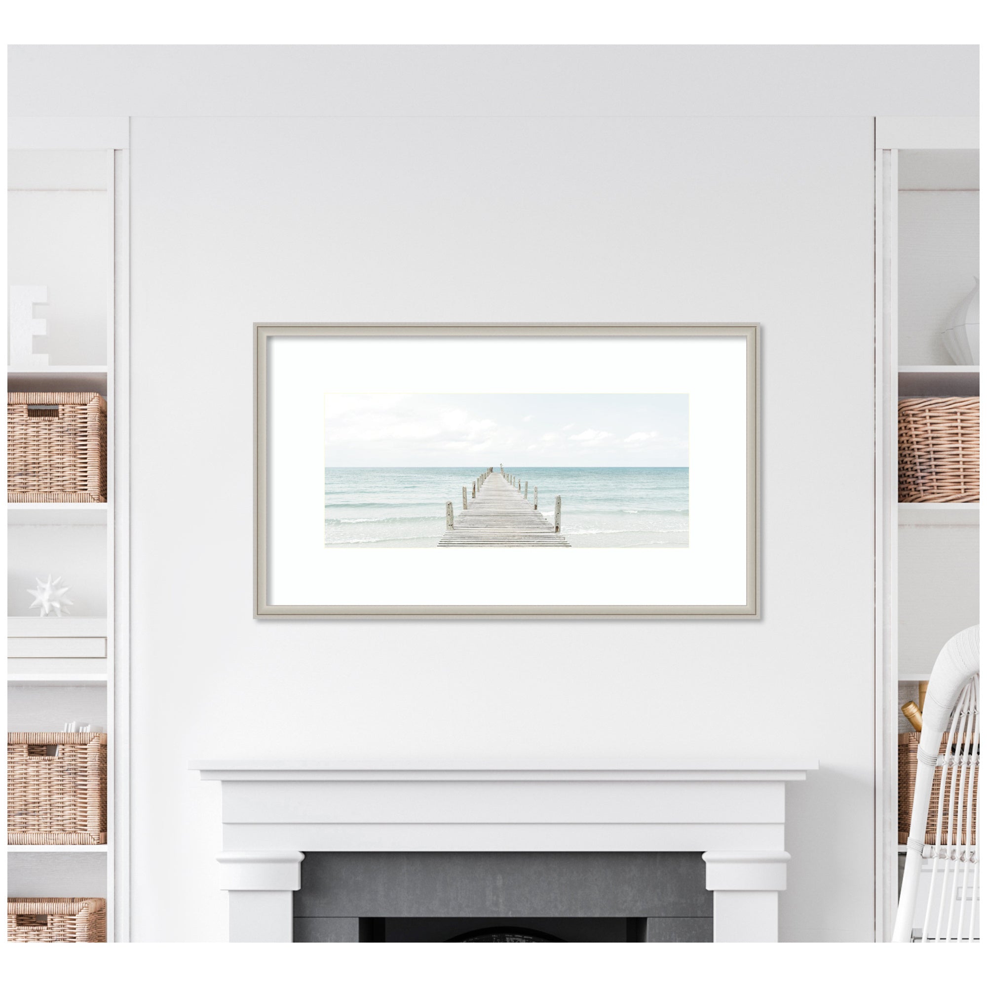 Wooden Pier On The Beach by Amy Peterson Framed Wall Art Print