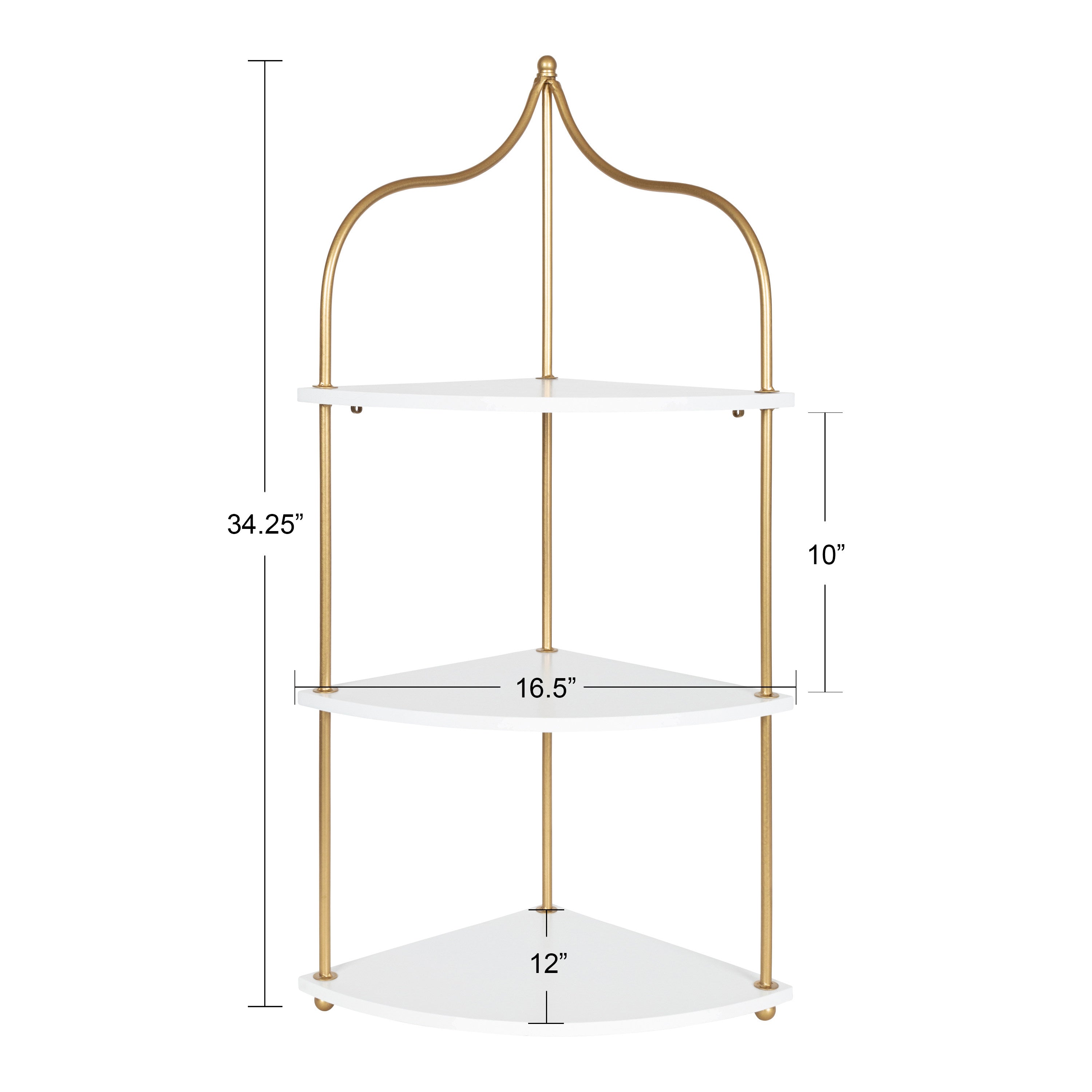 Accent Shelf White Gold 17x12x35 2