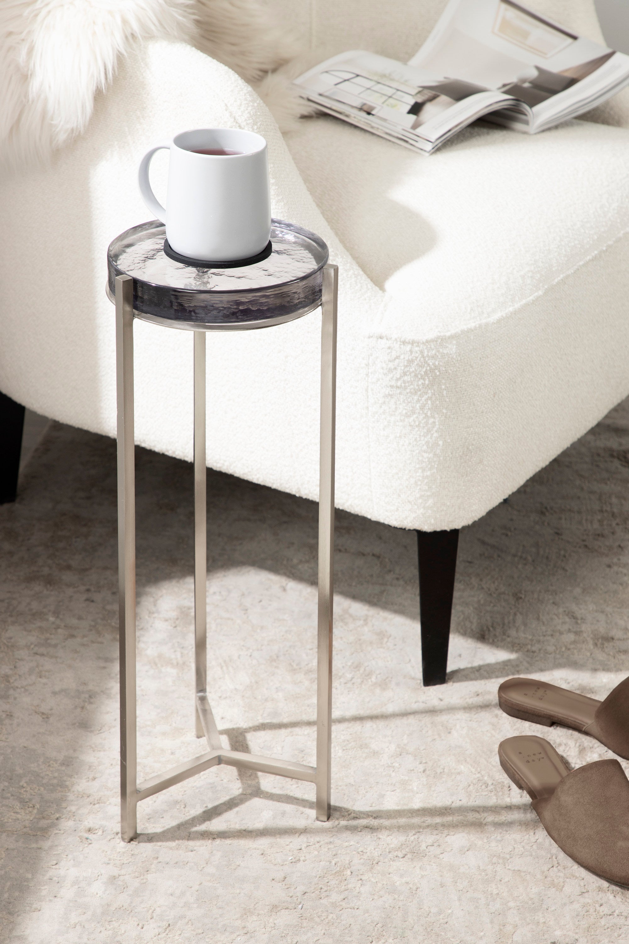 Drink Table Gray Silver 9x9x23 6