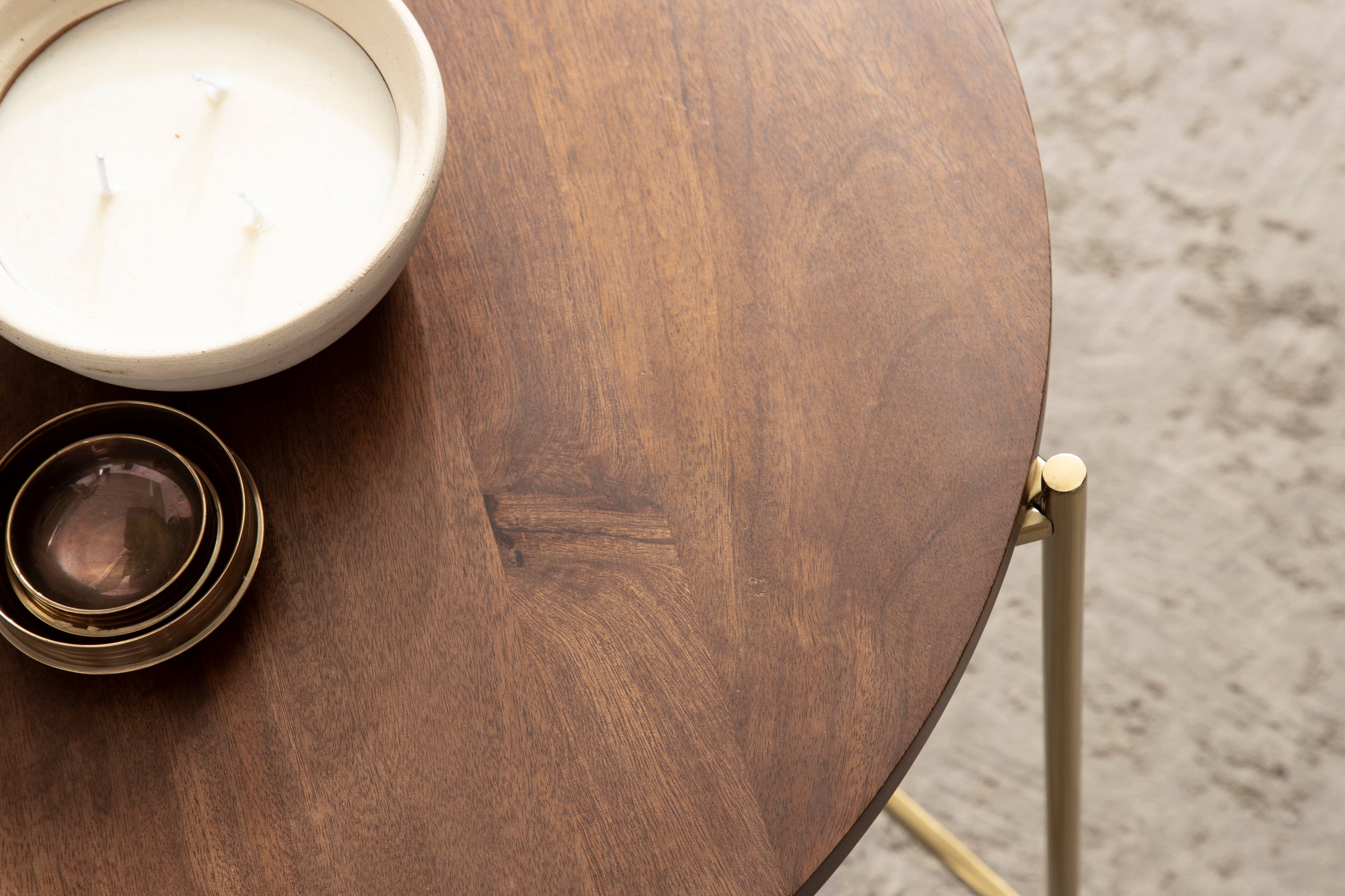 Nesting Table Walnut Brown Gold 2 Piece 8