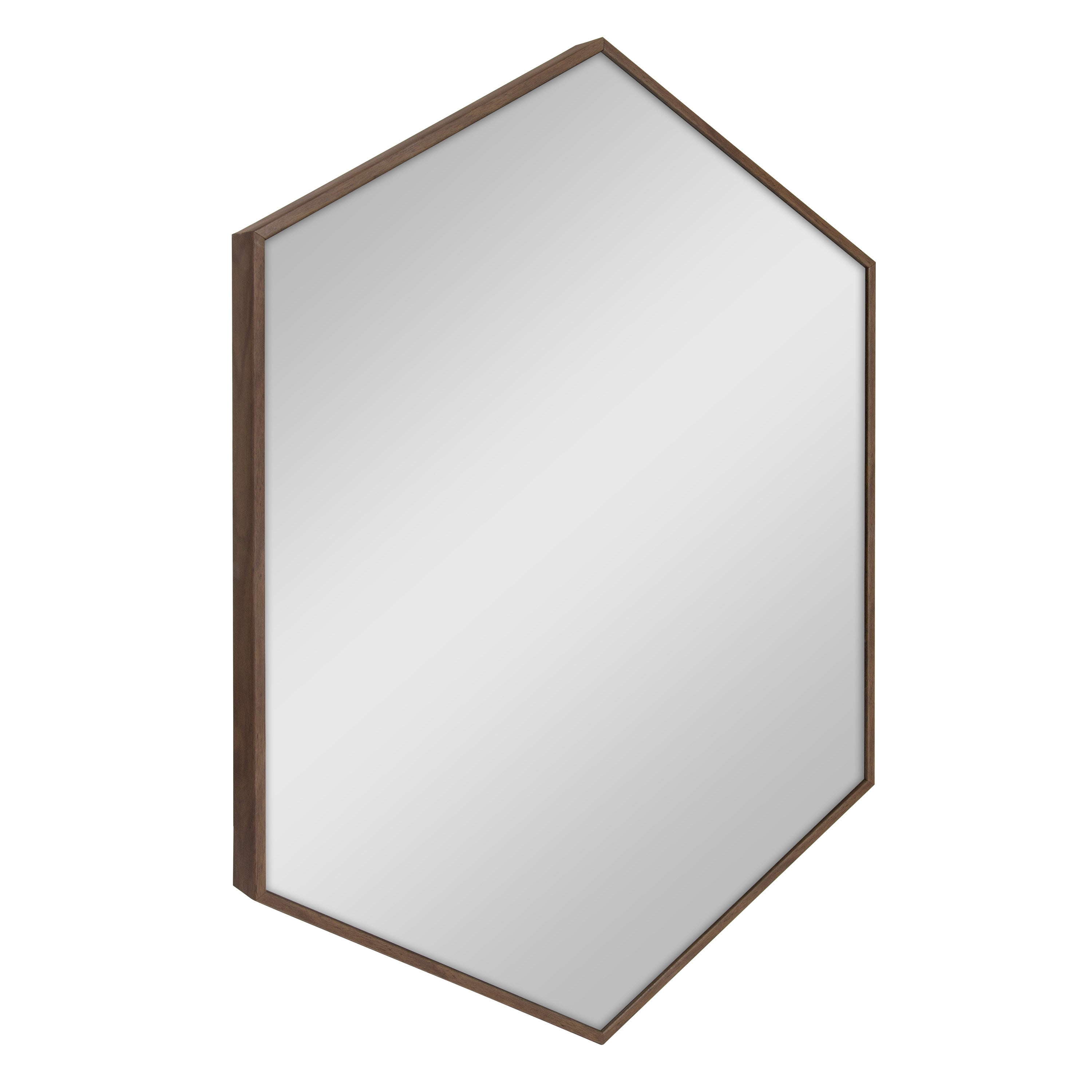 Hexagon Mirror Walnut Brown 22x31 1