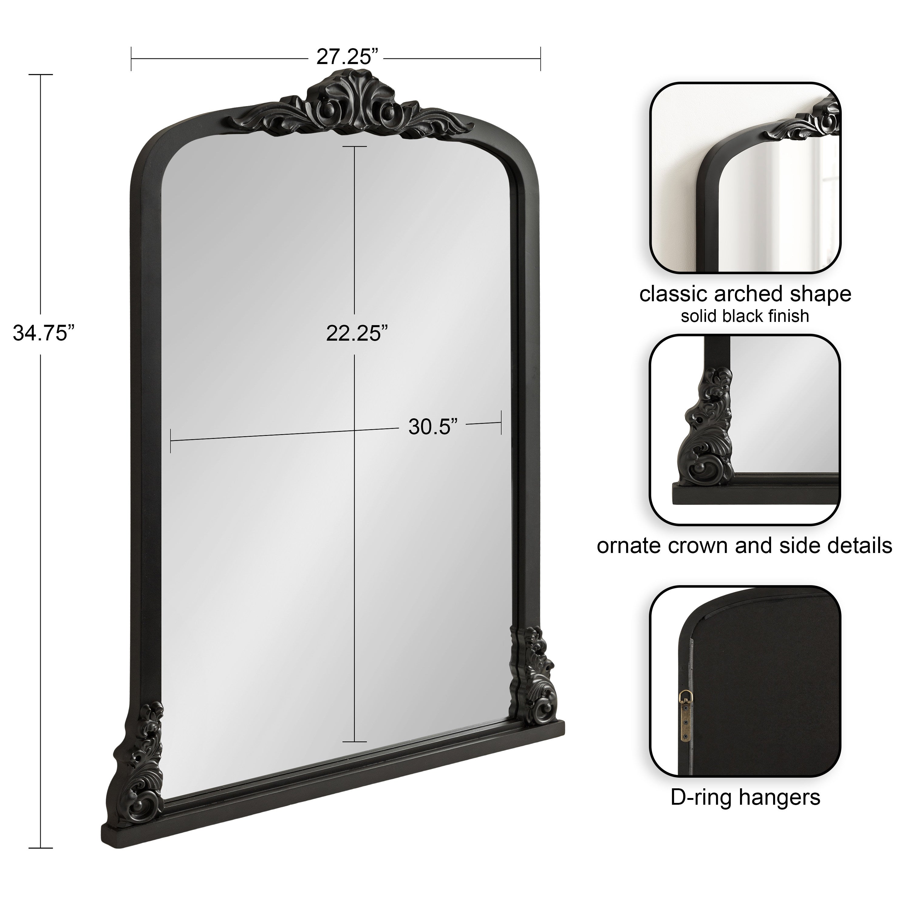 Arch Mirror Black 28x35 2
