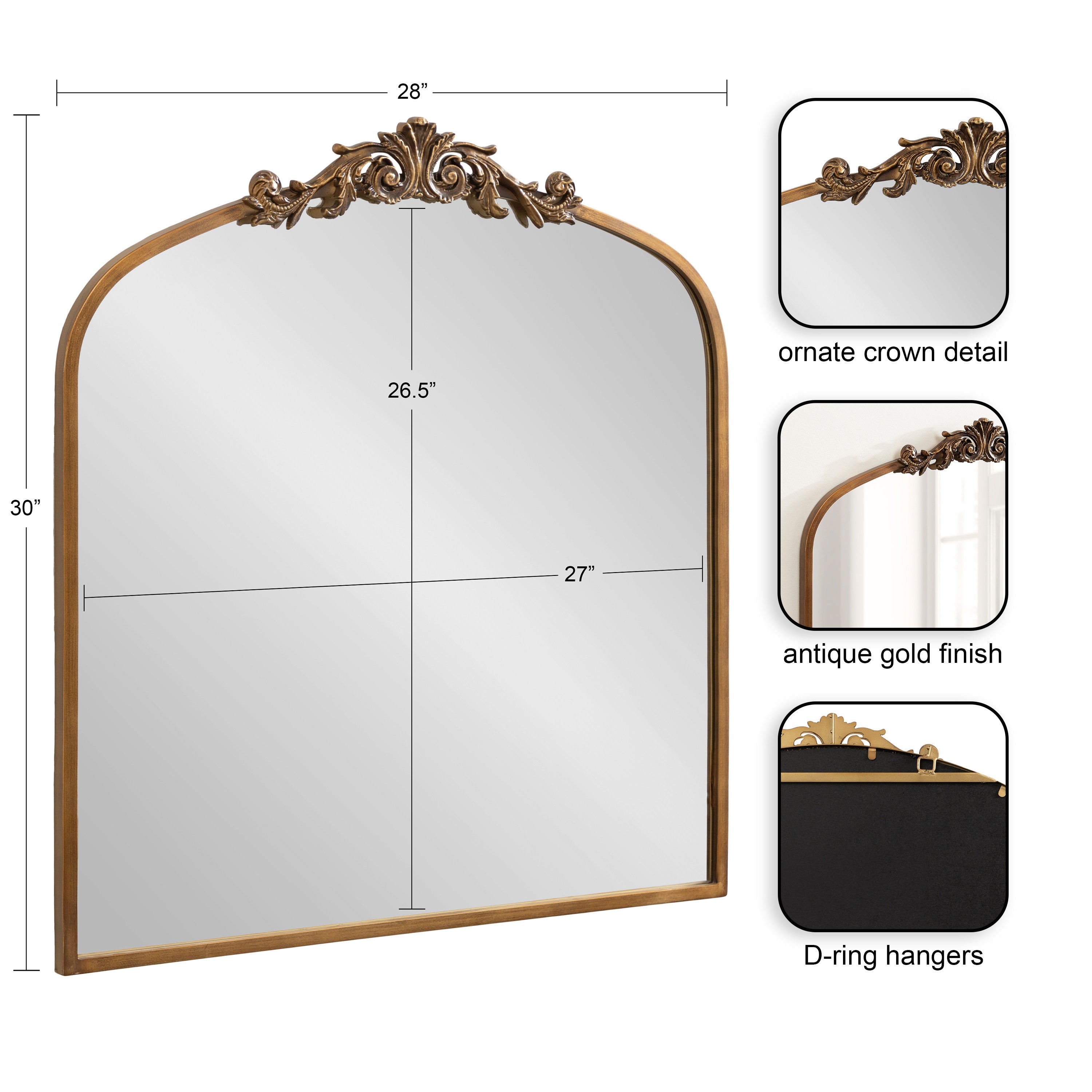 Arch Mirror 28x30 Gold 2