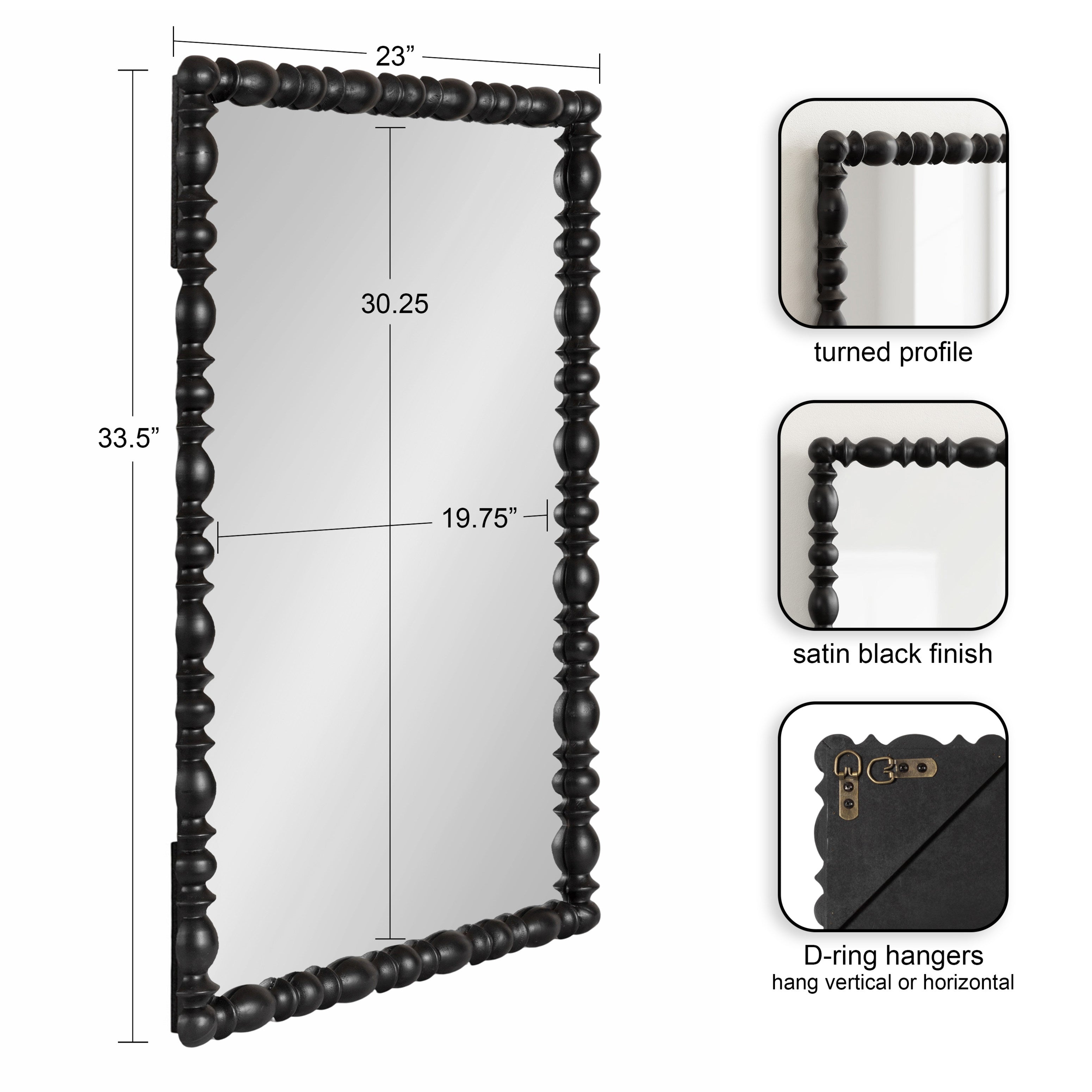 Rectangle Mirror 23x34 Black 2