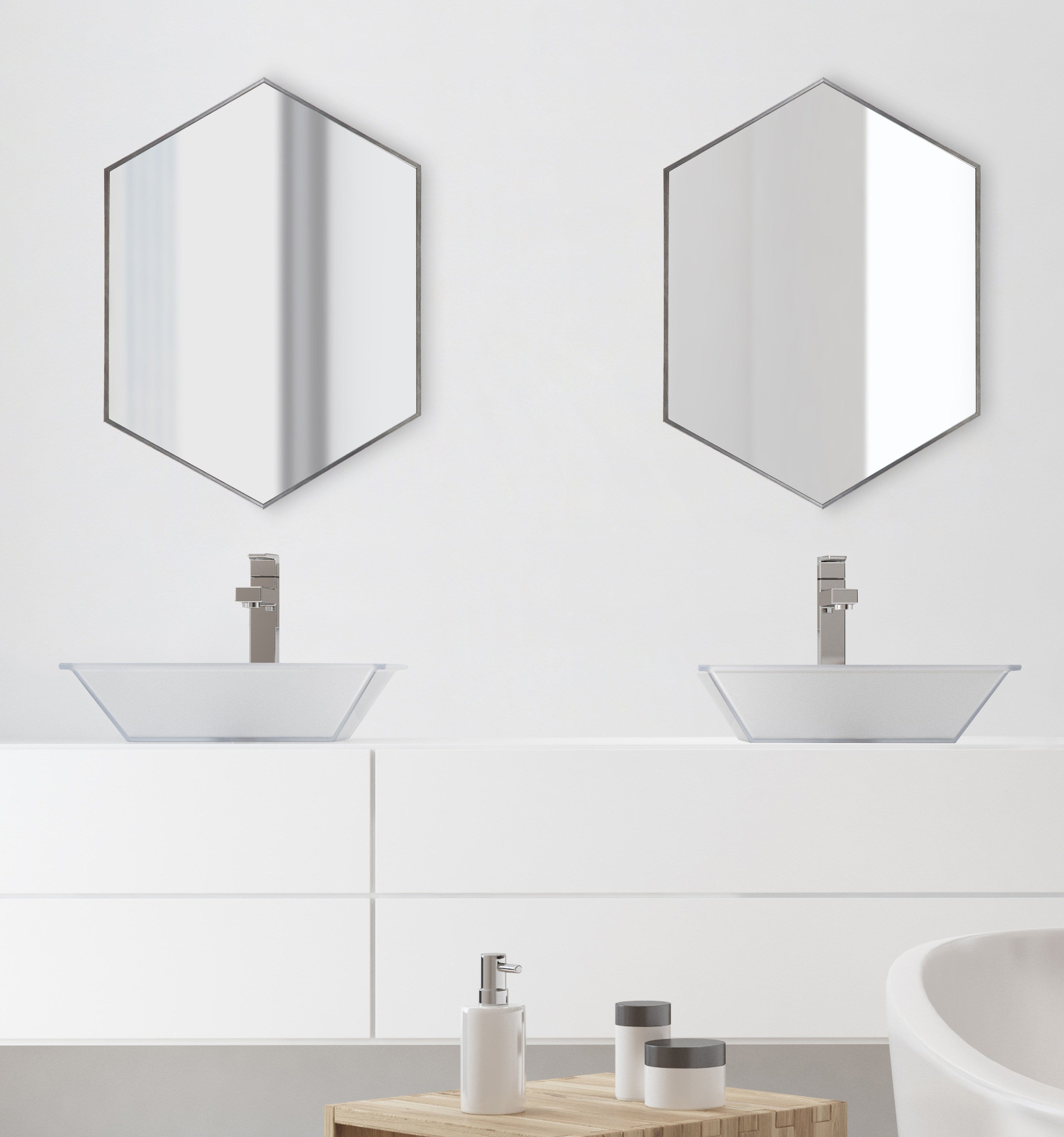 Hexagon Mirror Dark Silver 22x31 7