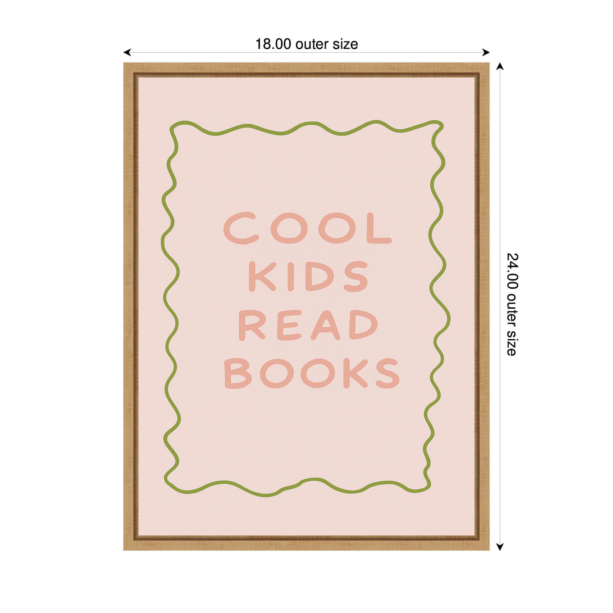 Cool kids Read Books Pink Green by Laura Moss Framed Canvas Wall Art Print