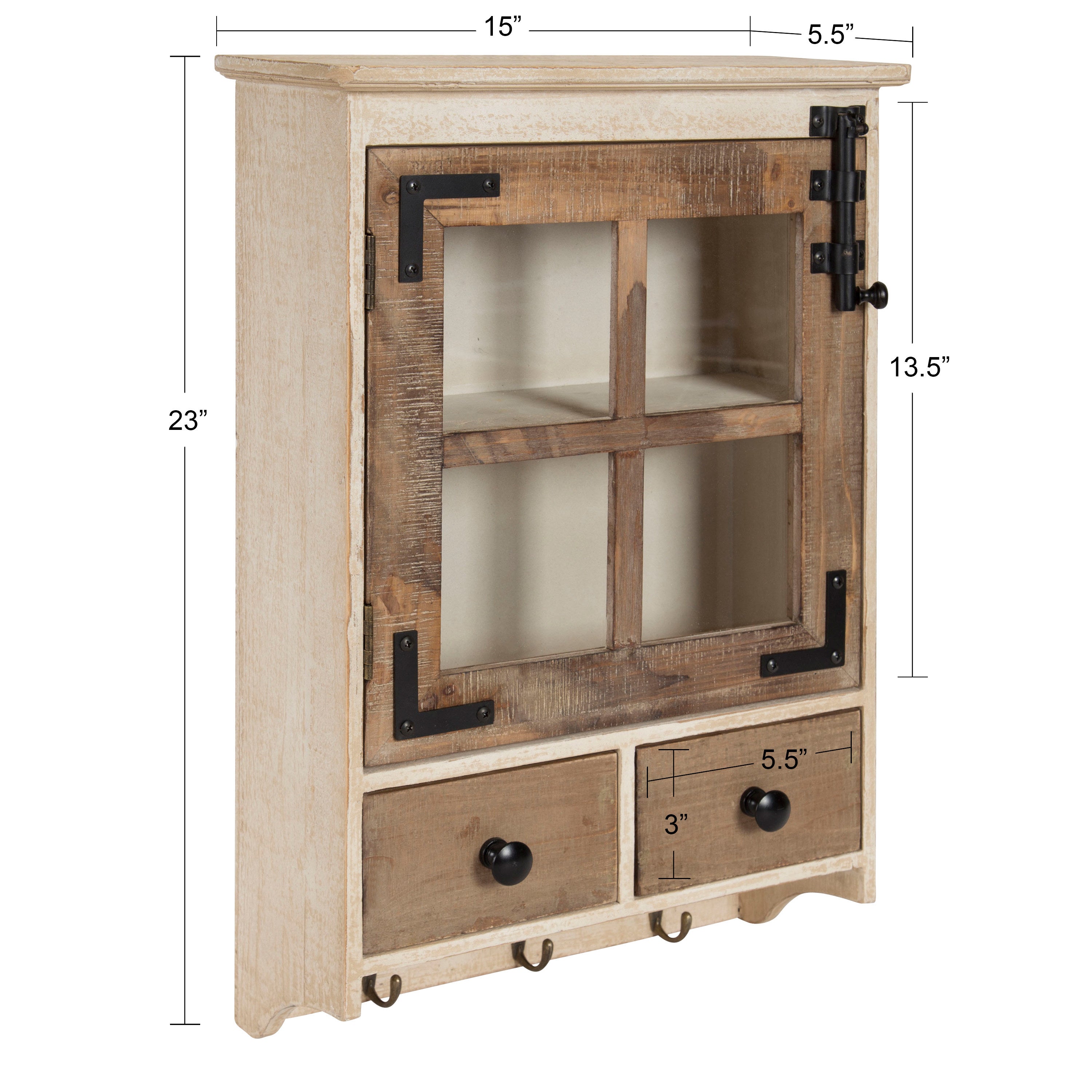 Hutchins Decorative 2 Drawer Wood Wall Cabinet