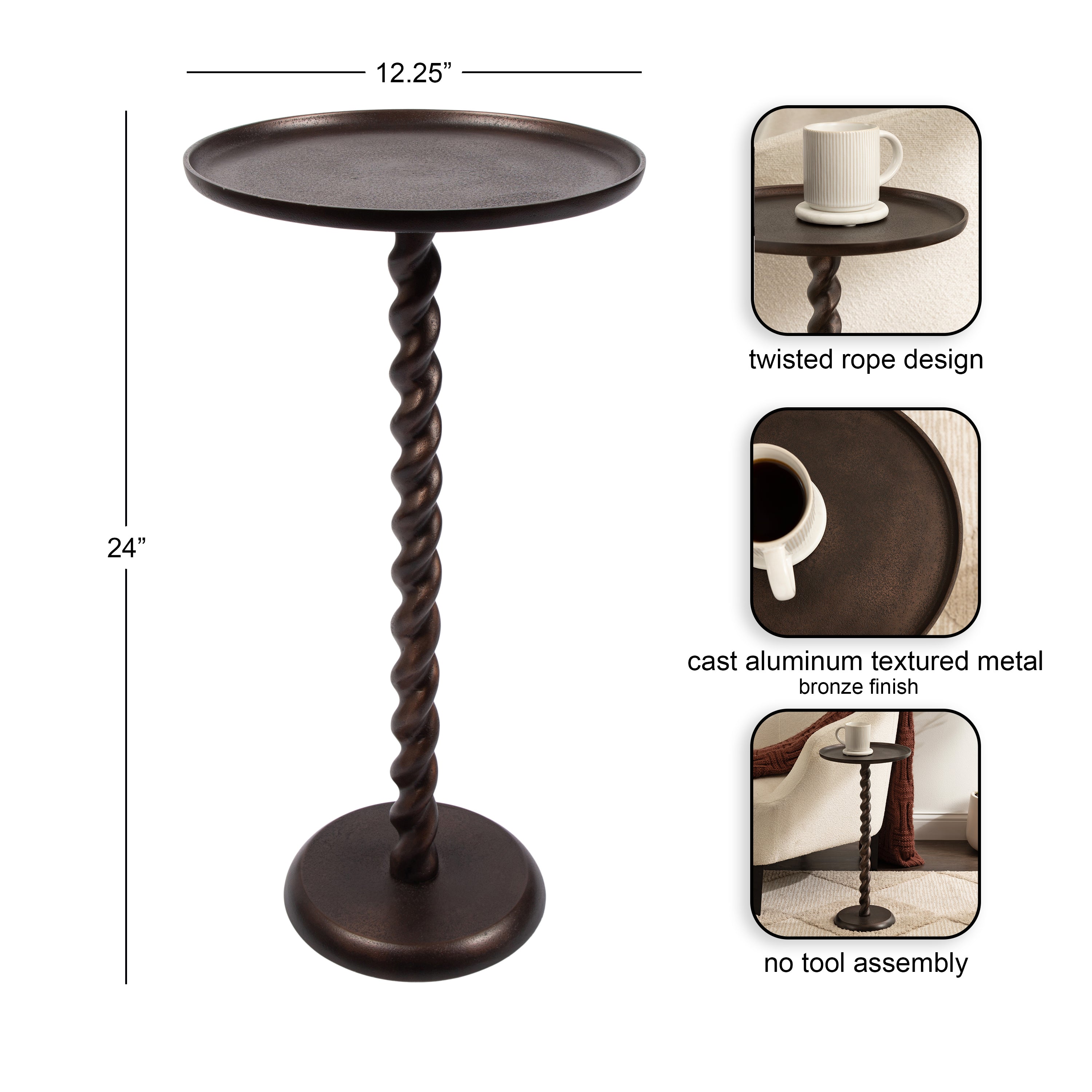 Side Table 13x13x24 Bronze 2
