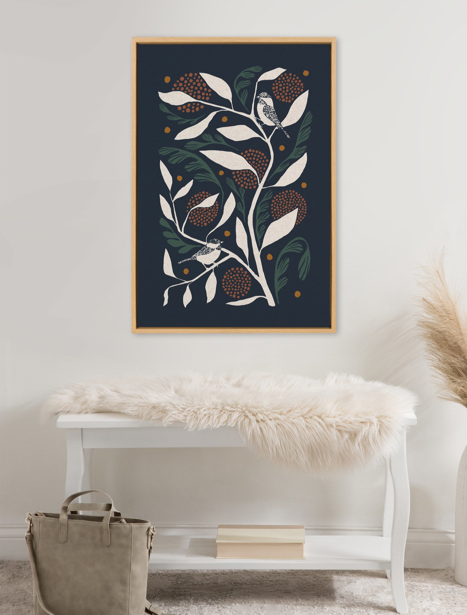Sylvie HB Duo Bird Branch Framed Canvas by Hannah Beisang