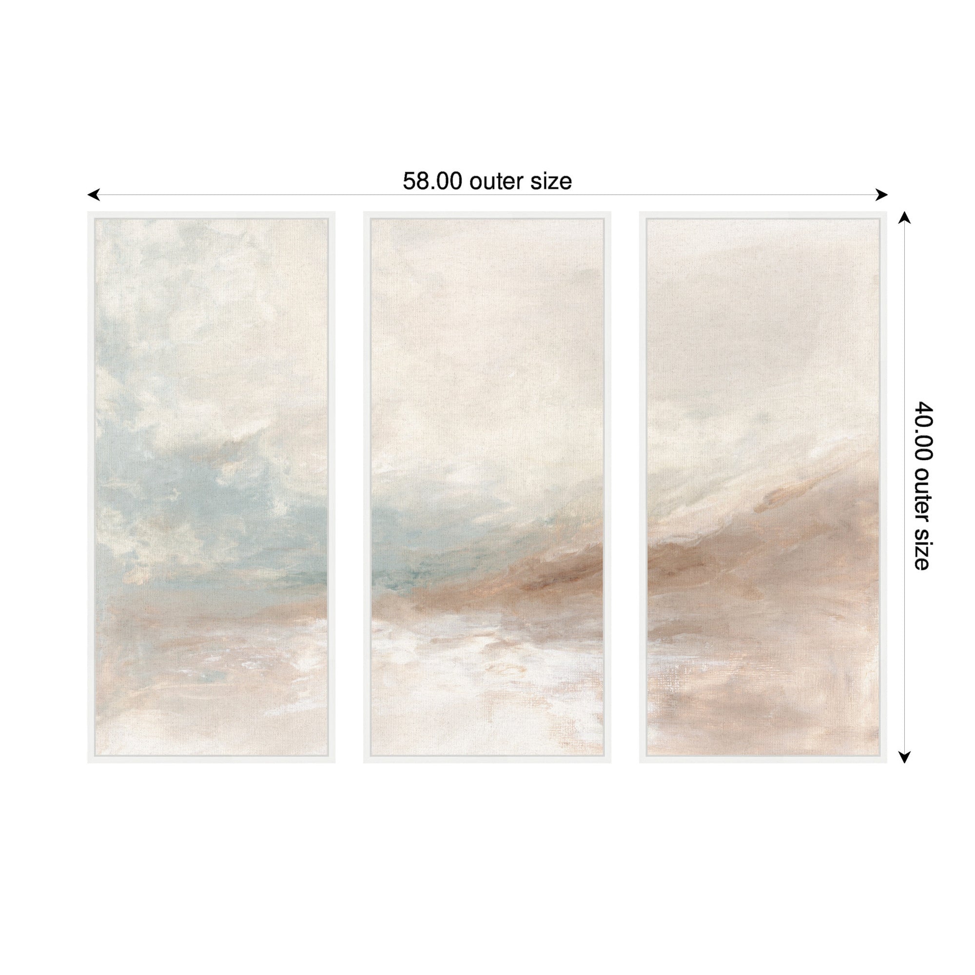 Framed Canvas Sylvie White 3 Piece Set 18x40 2