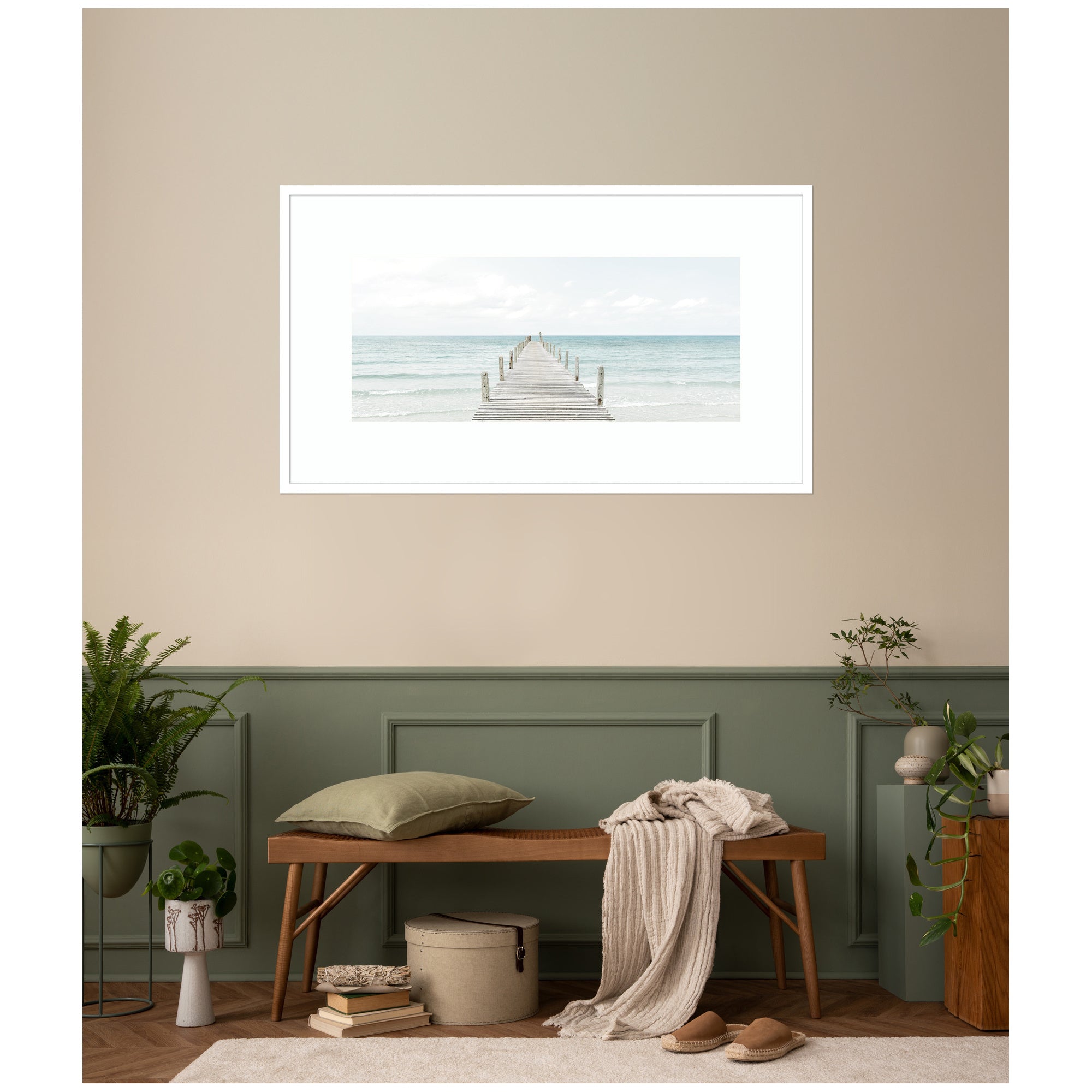Wooden Pier On The Beach by Amy Peterson Framed Wall Art Print