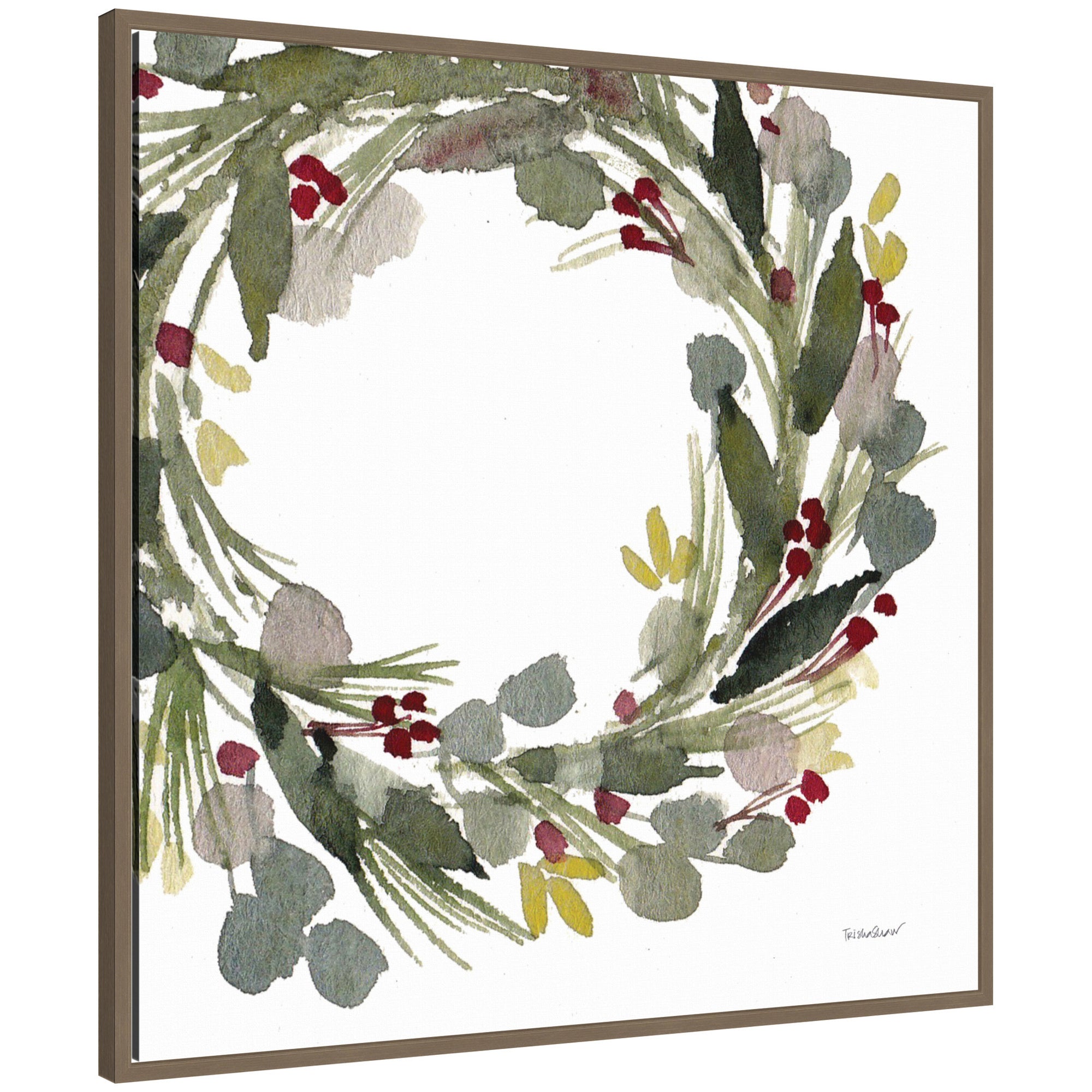 Sylvie Framed Canvas Loose Christmas Wreath by Patricia Shaw
