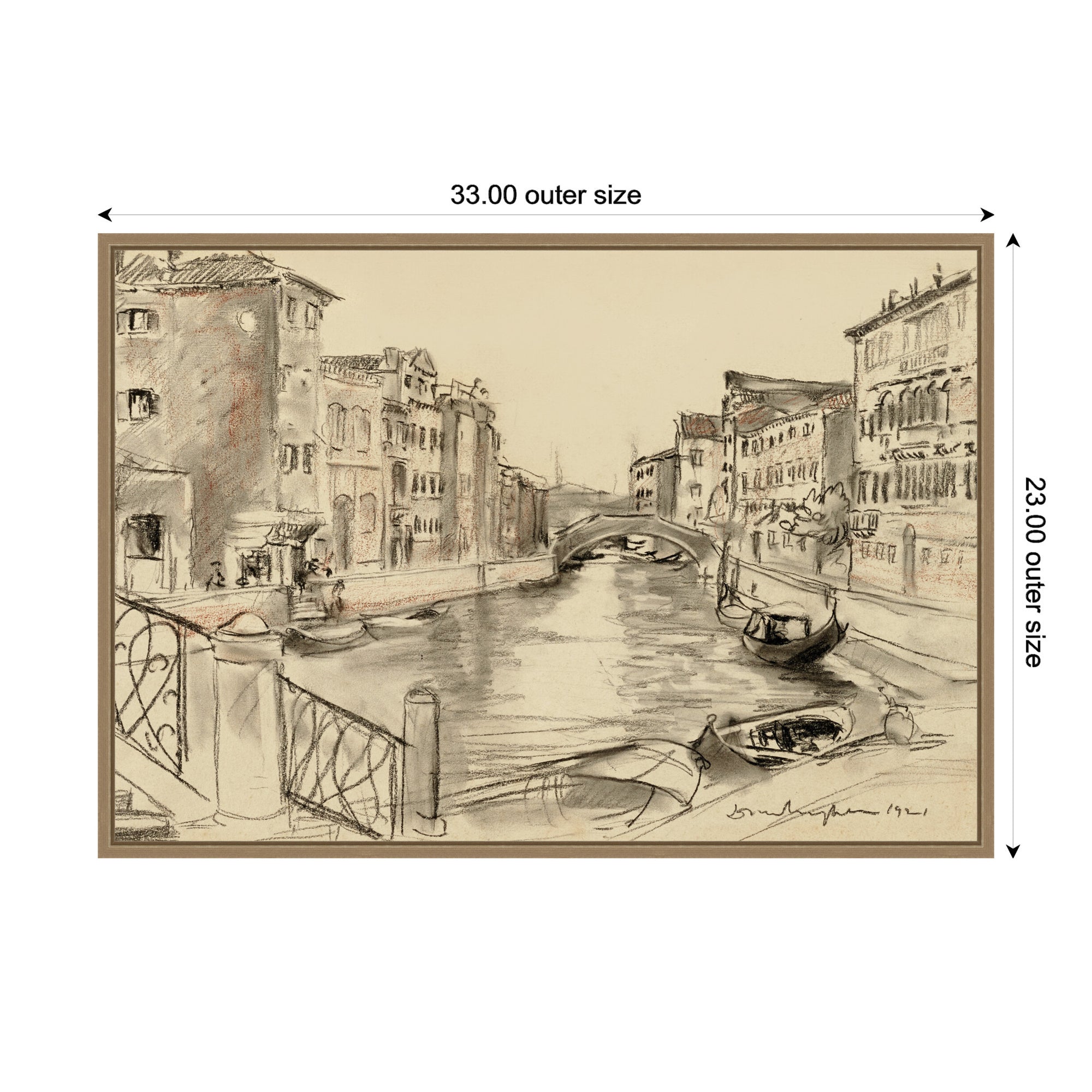 Framed Canvas 33x23 Sylvie Dark Gold 2
