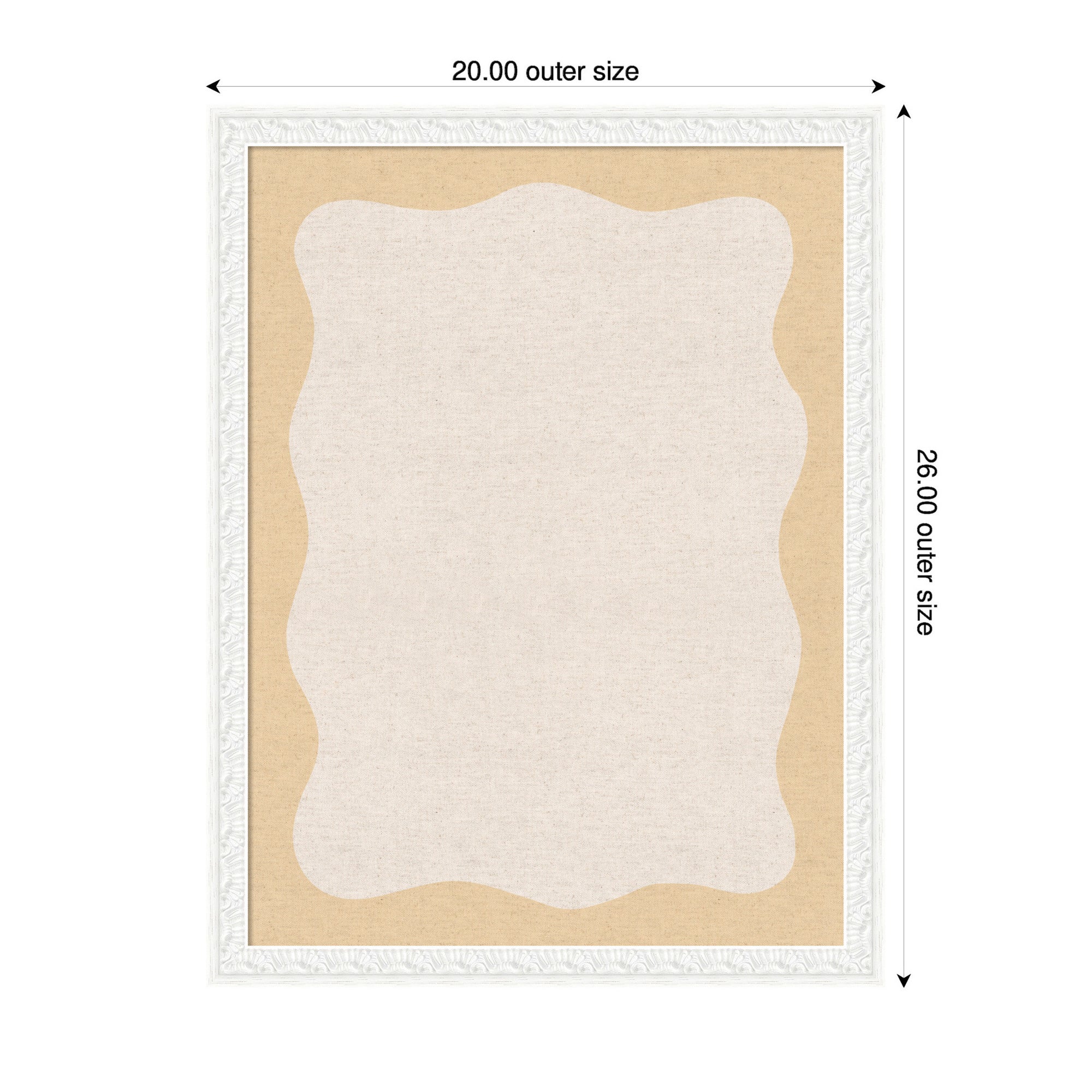 Framed Fabric Pinboard Wavy Neutral Linen and Yellow Wall Organization