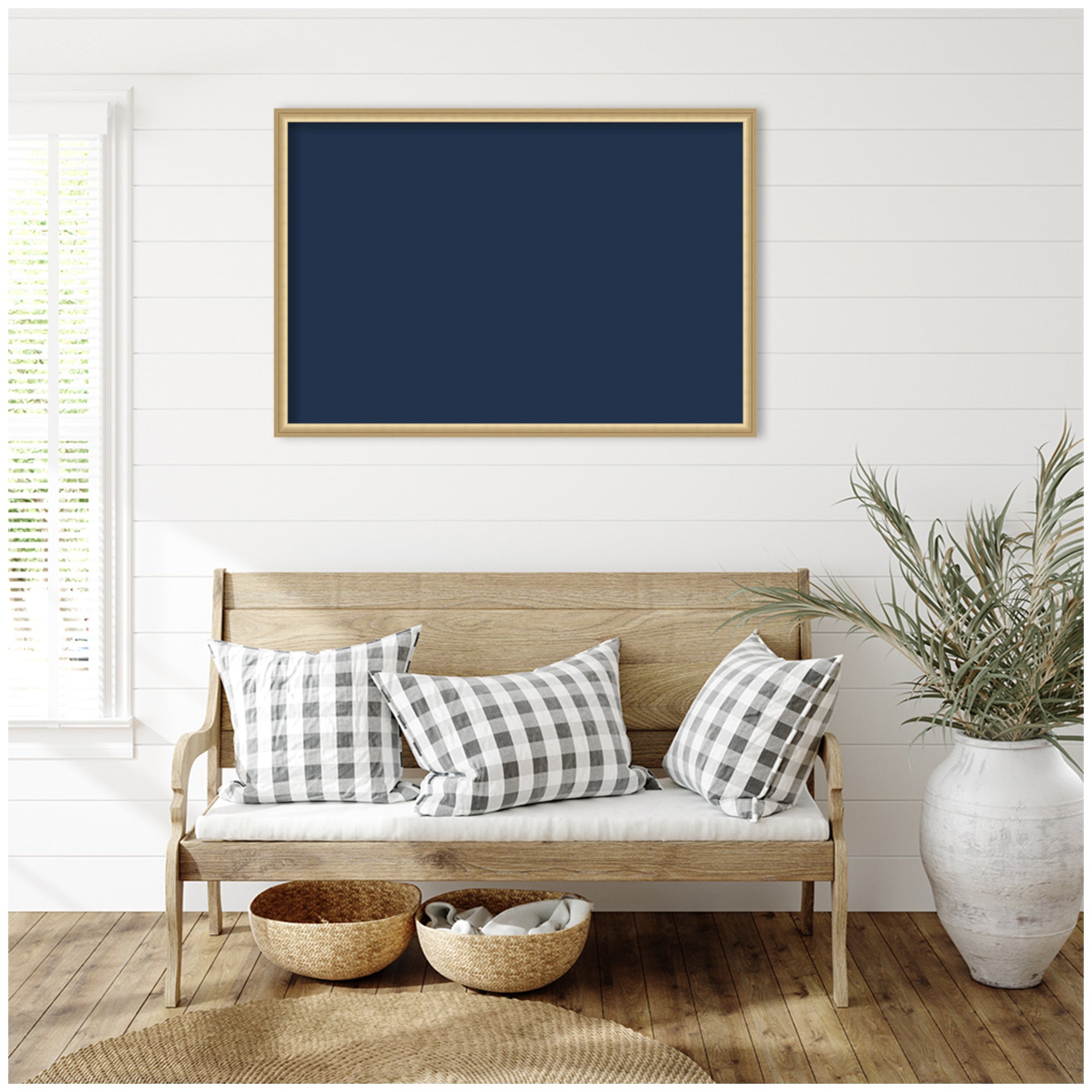 Framed Fabric Pinboard Midnight Harbor Blue Wall Organization
