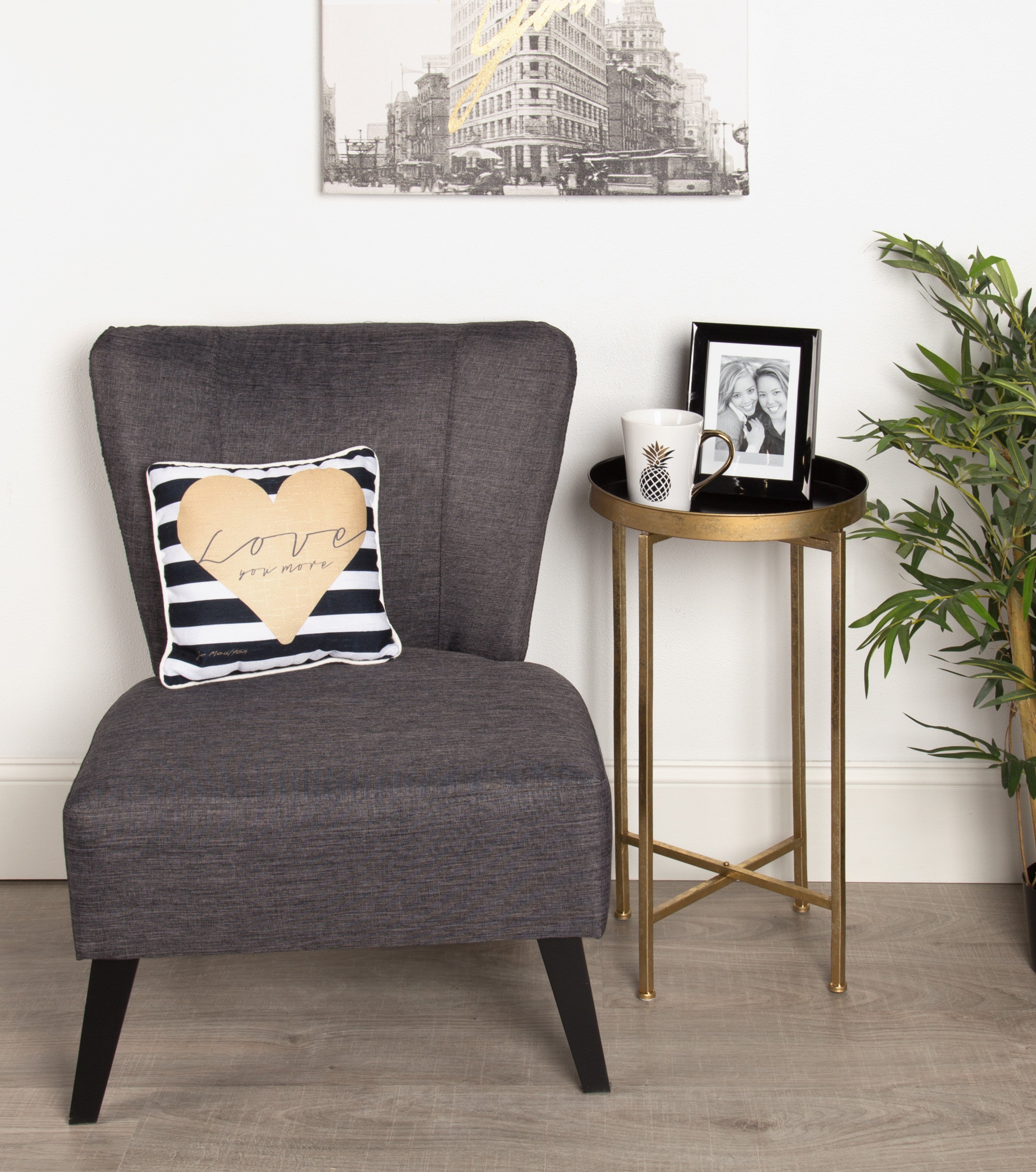 Tea Table Gold Black 14x14x26 8
