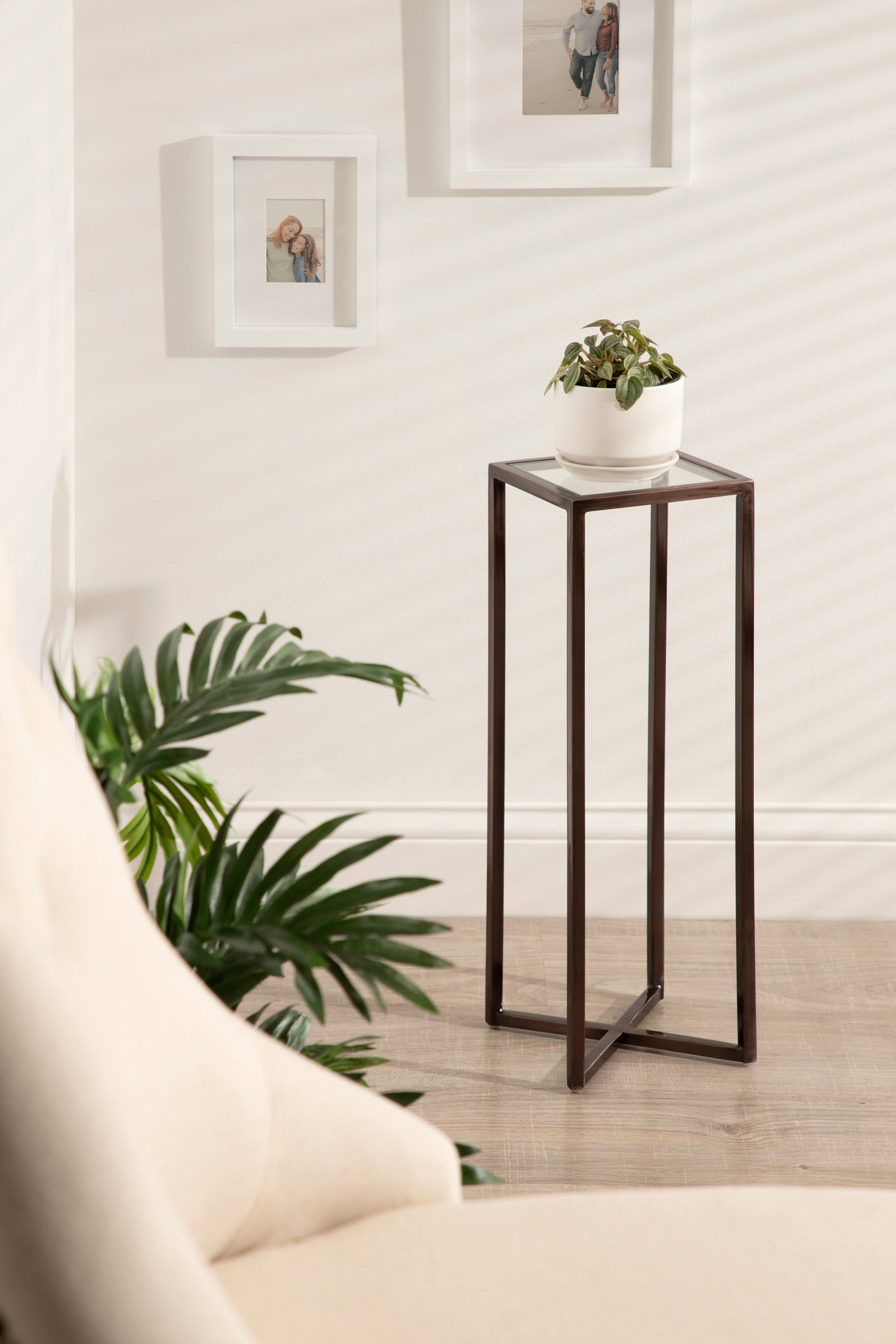 Side Table Clear Bronze 7x7x21 5
