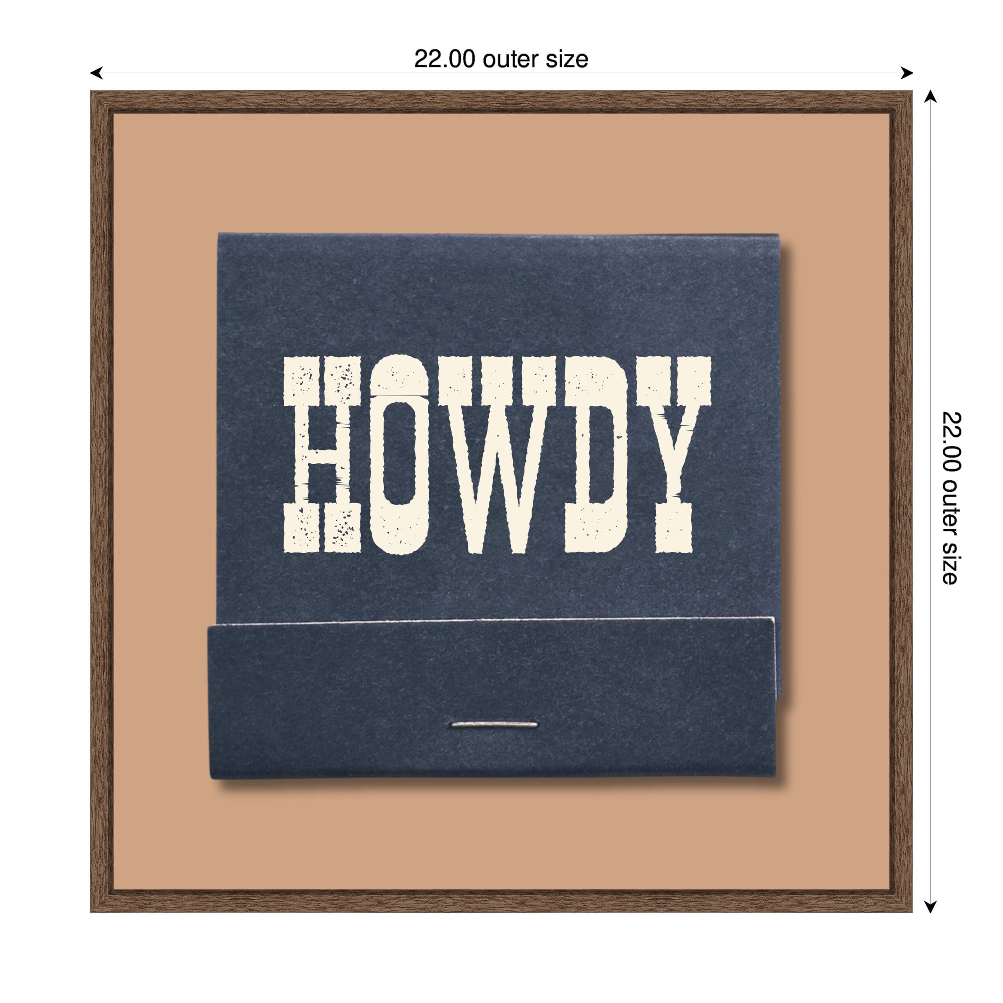 Howdy Matchbook Blue Square by Megan Ryan Framed Canvas Wall Art Print