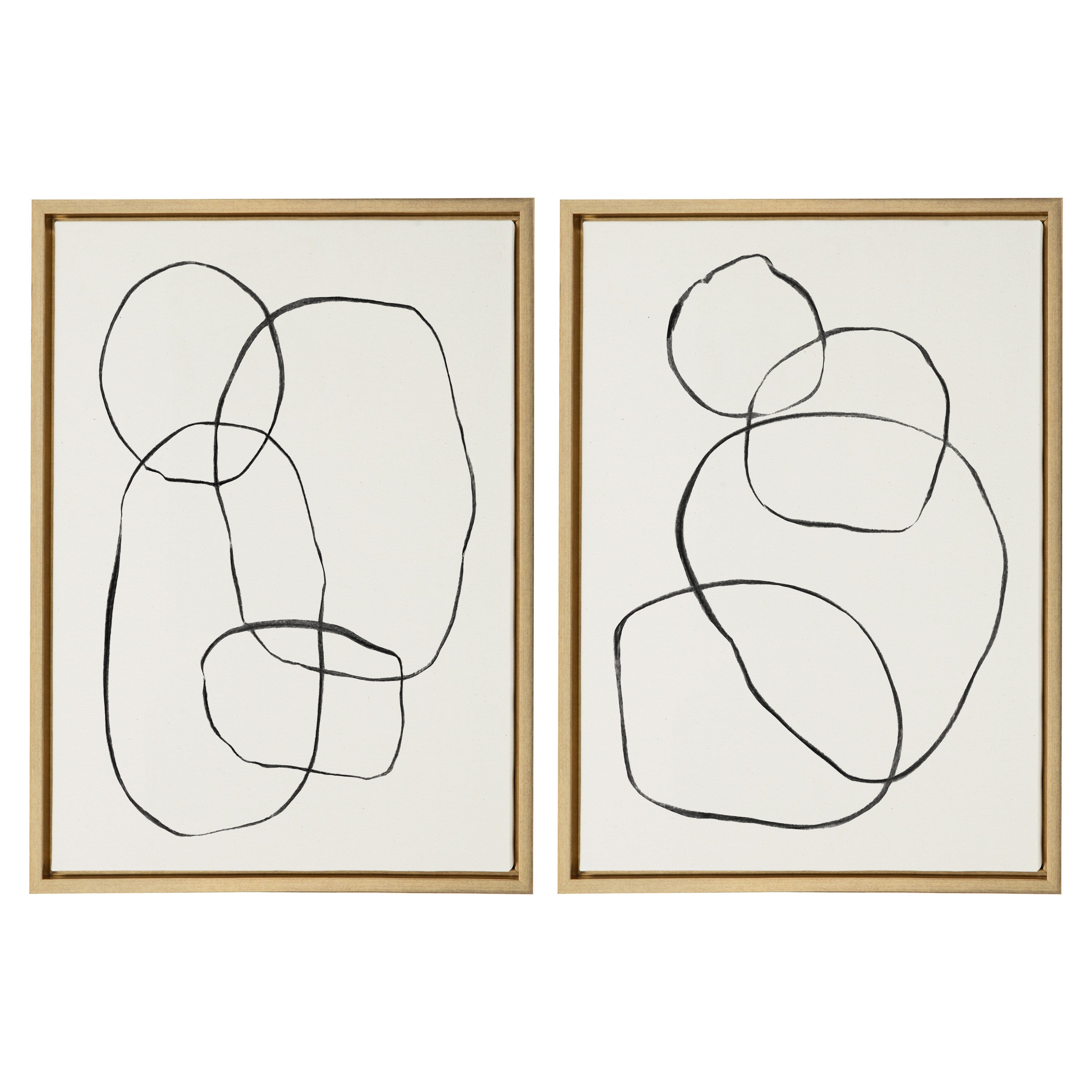 Sylvie Going in Circles Framed Textured Canvas Set by Teju Reval of SnazzyHues