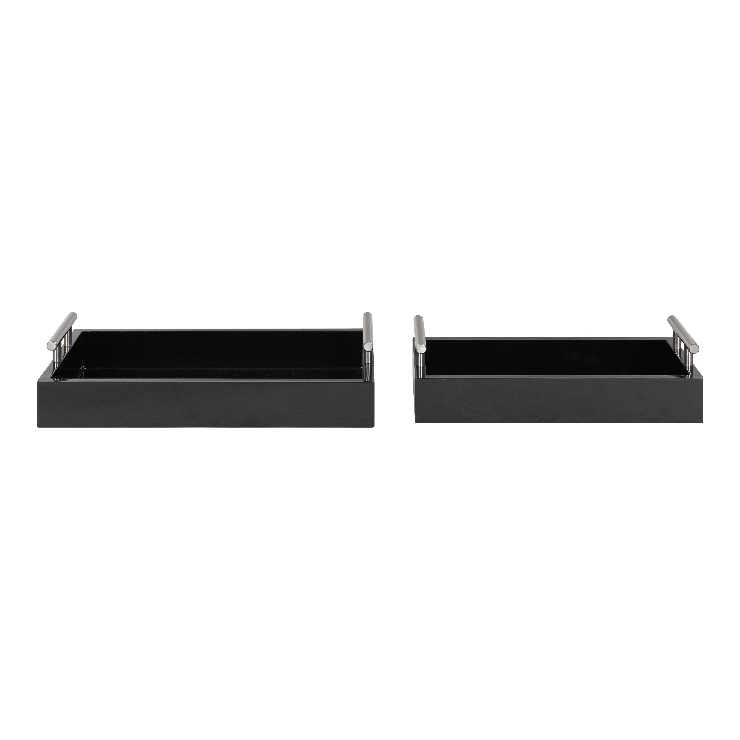 Tray Set Black Silver 2 Piece 3