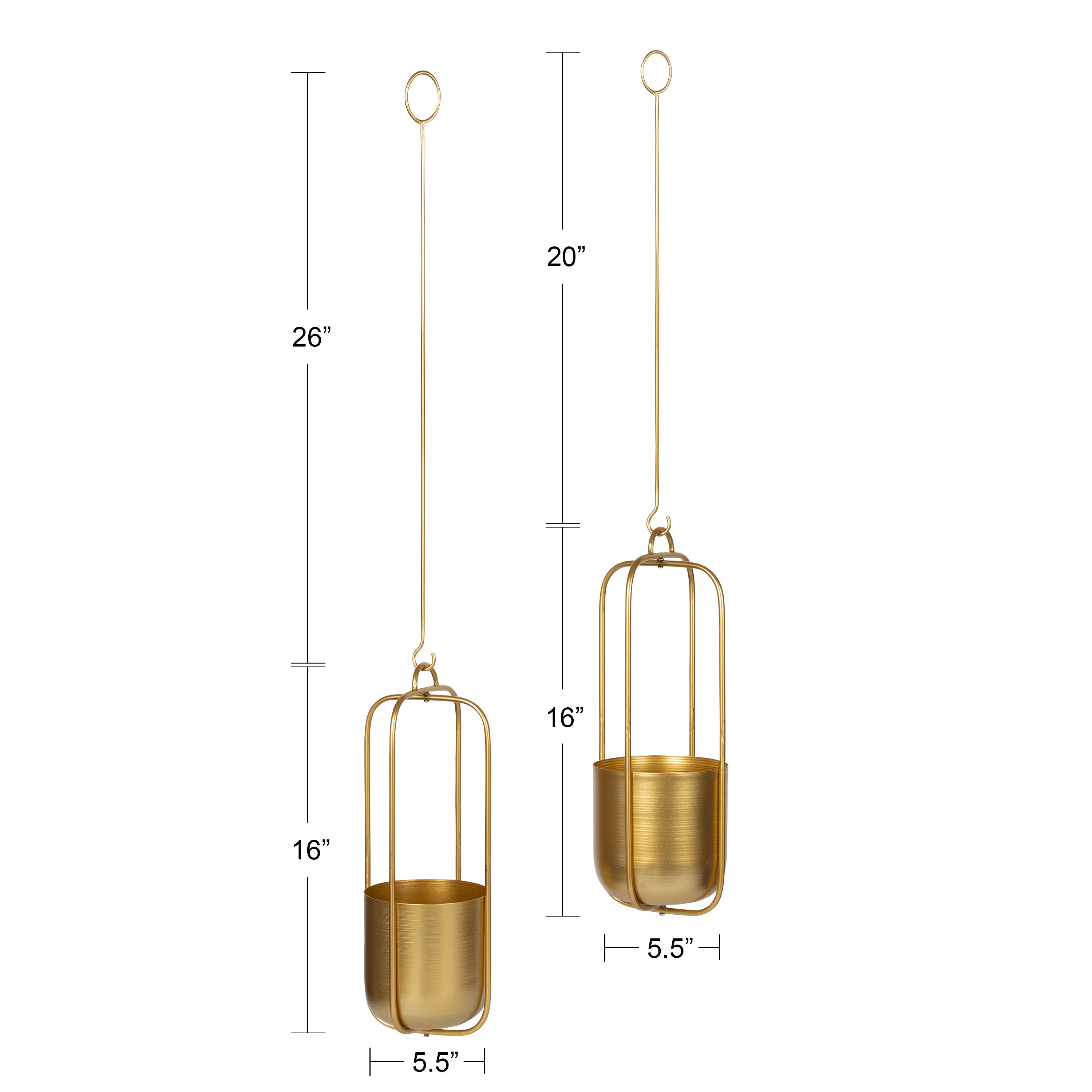 hanging gold planter Kate and Laurel Nobrey Metal Hanging Planter Set - 2 Piece