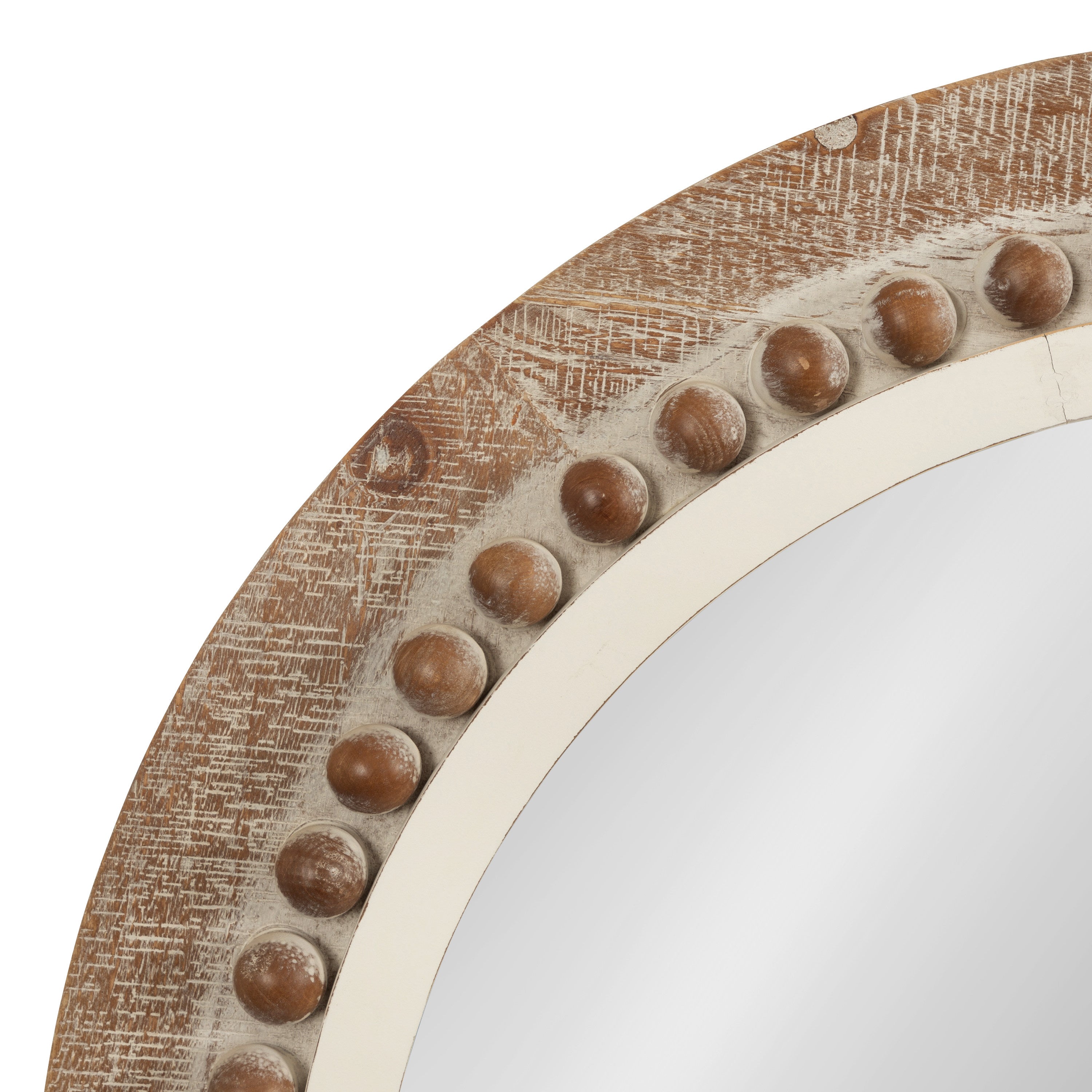 Round Mirror Rustic Brown White 28" Diameter 3