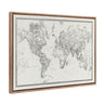 Sylvie Beaded Vintage Black and White World Map Framed Canvas by The Creative Bunch Studio