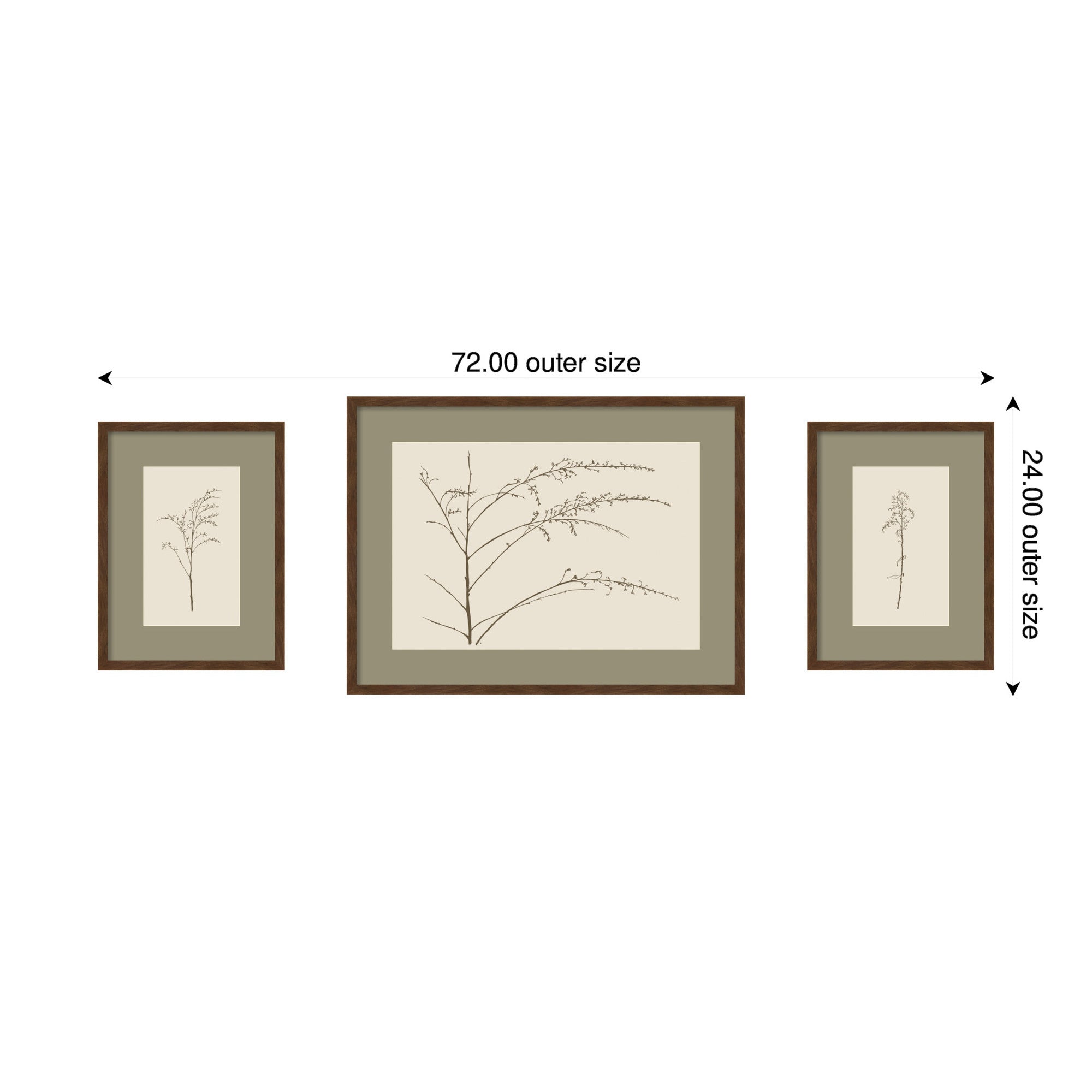 Framed Art Set 3 Piece Set 15x20/24x32 Carlisle Brown Narrow 2