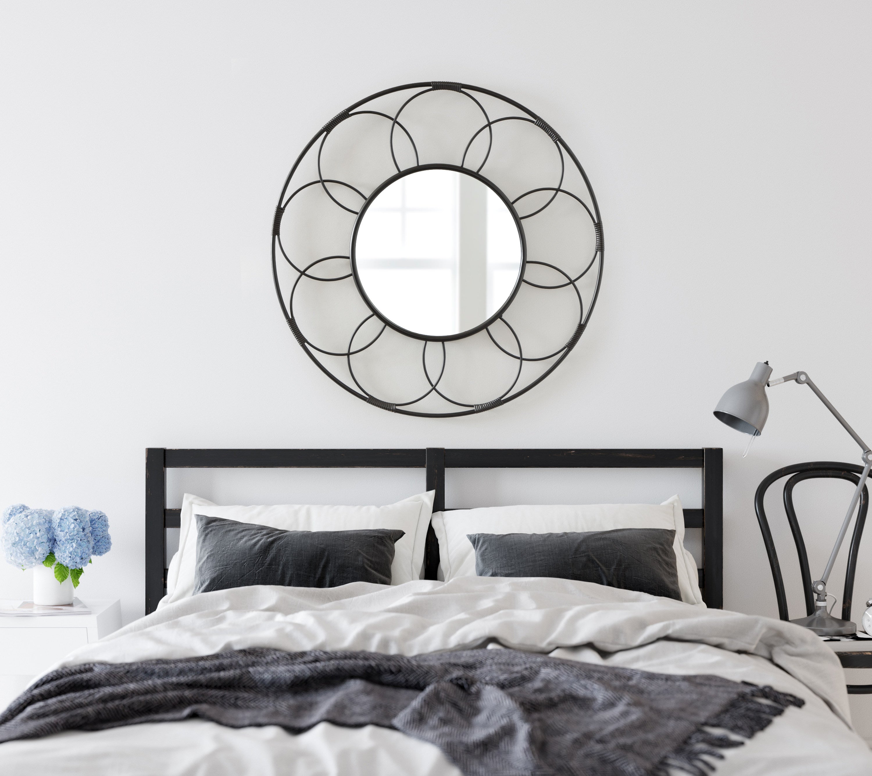 Round Mirror Black 34x34 6