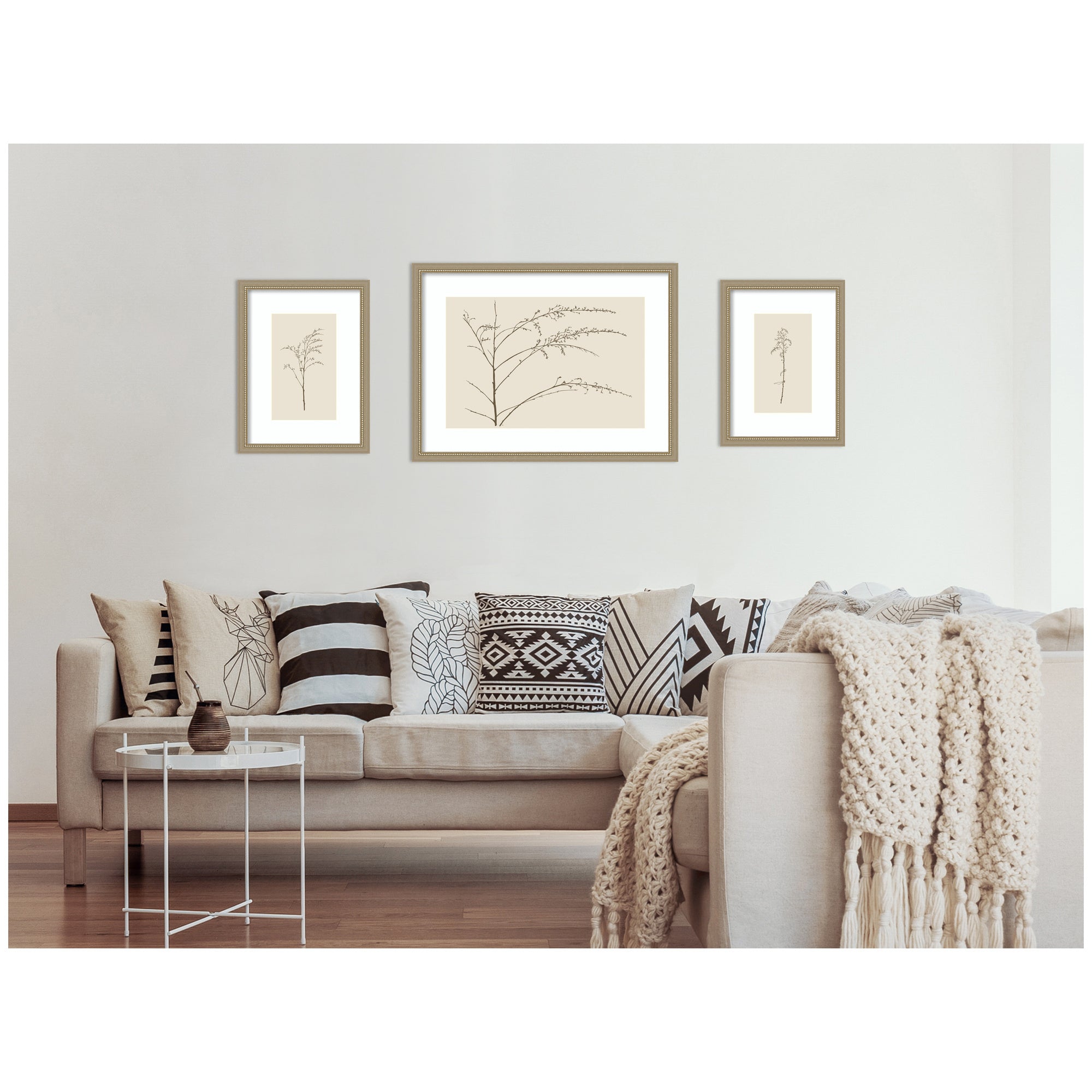 Framed Art Set 3 Piece Set 15x20/24x32 Belmont Distress Silver 7