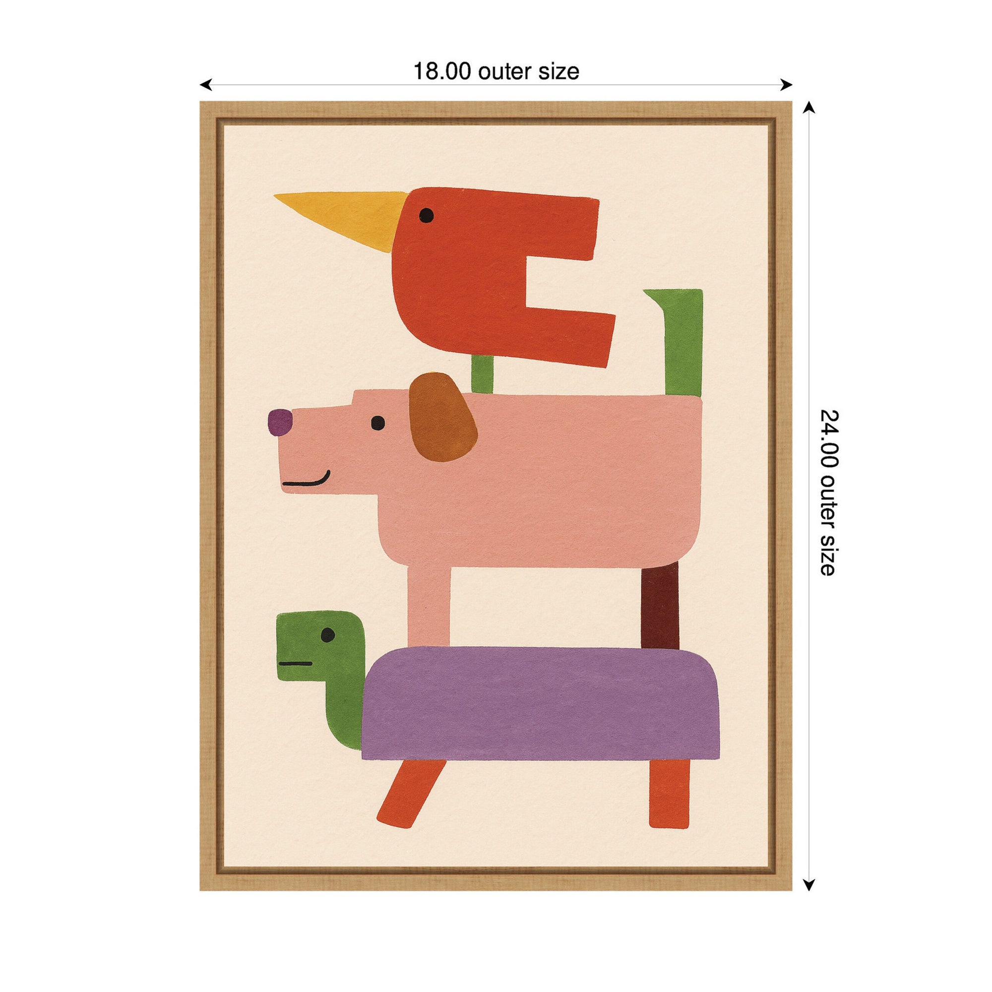 Stacked Animals by Laura Moss Framed Canvas Wall Art Print