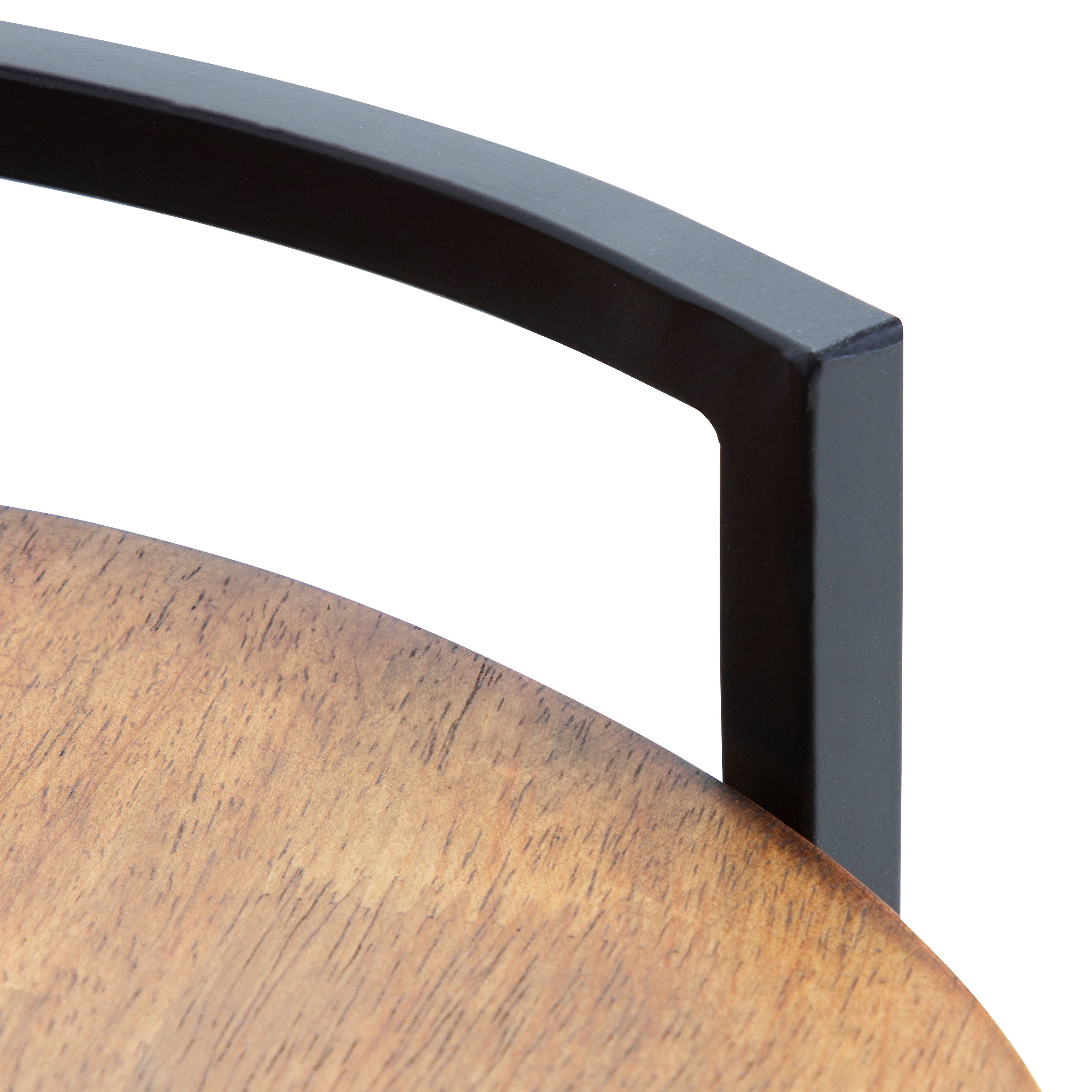 Ficher Wood and Metal Round Decorative Tray