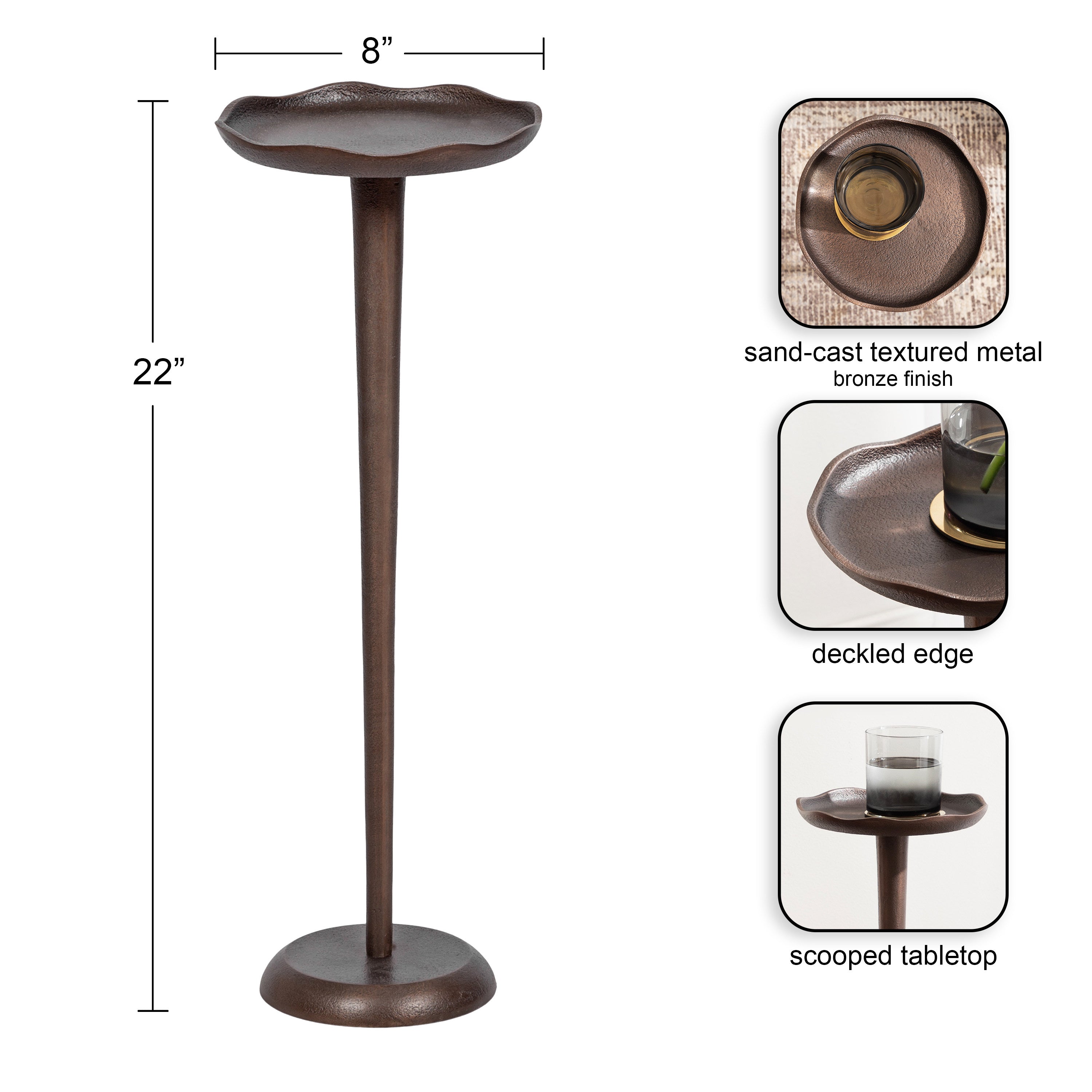 Drink Table Bronze 8x8x22 2