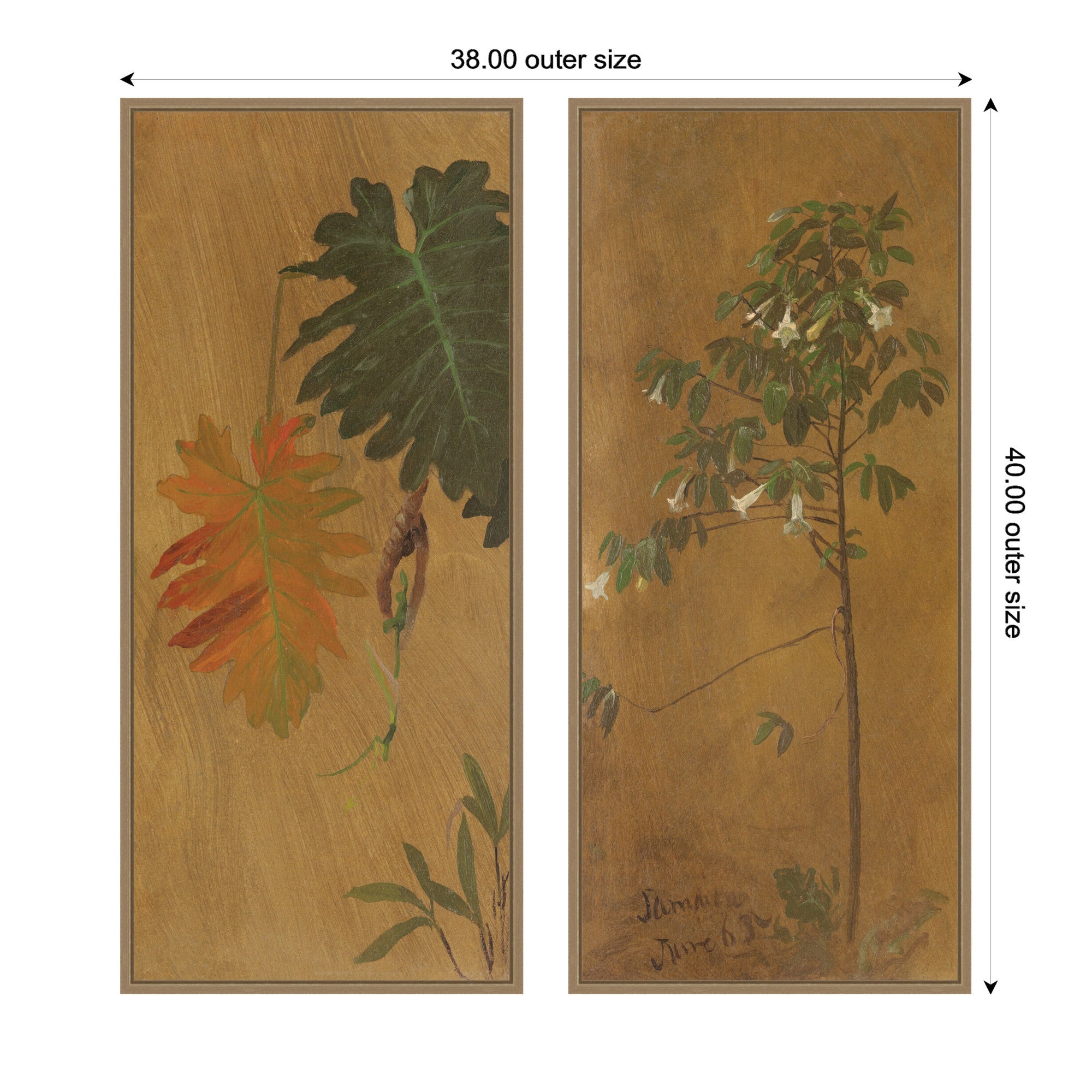 Art Set 2 Piece Set 18x40 Sylvie Dark Gold 2