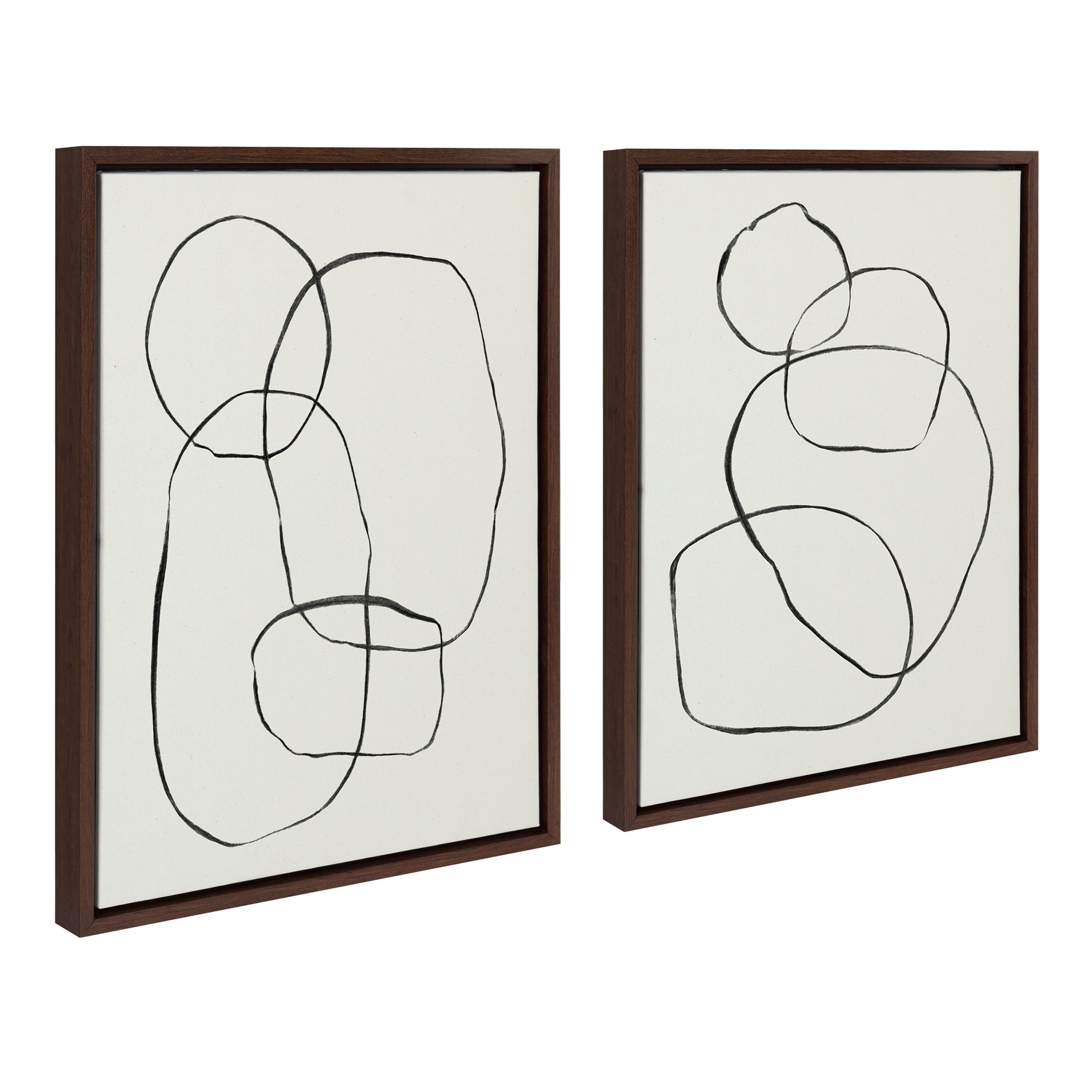 Sylvie Going in Circles Framed Textured Canvas Set by Teju Reval of SnazzyHues