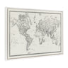 Sylvie Beaded Vintage Black and White World Map Framed Canvas by The Creative Bunch Studio