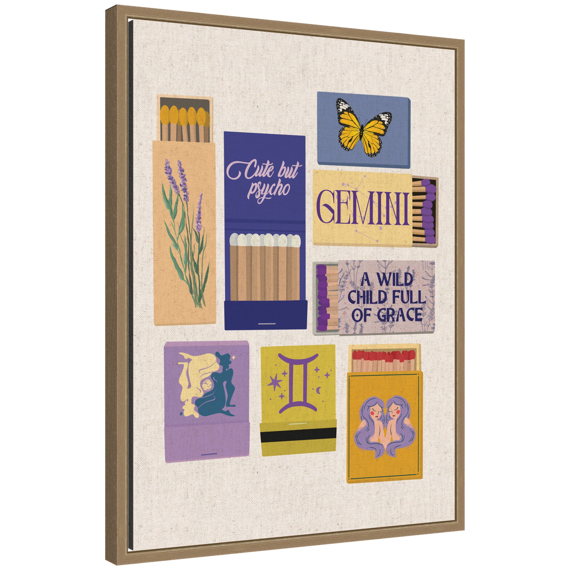 Gemini Matchbooks Linen FC by Megan Ryan Framed Canvas Wall Art Print