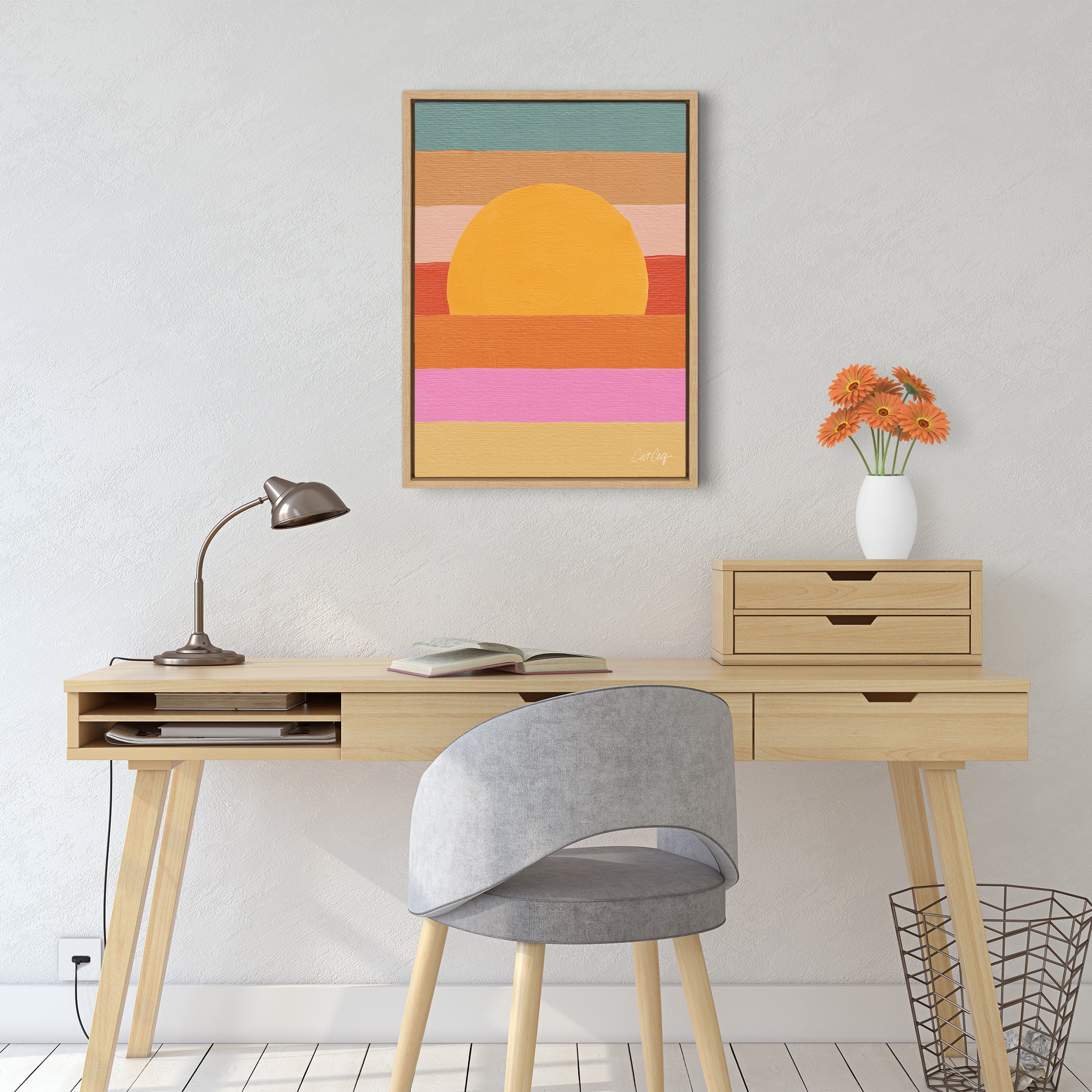 Sylvie Sunset Waves Framed Canvas by Cat Coquillette