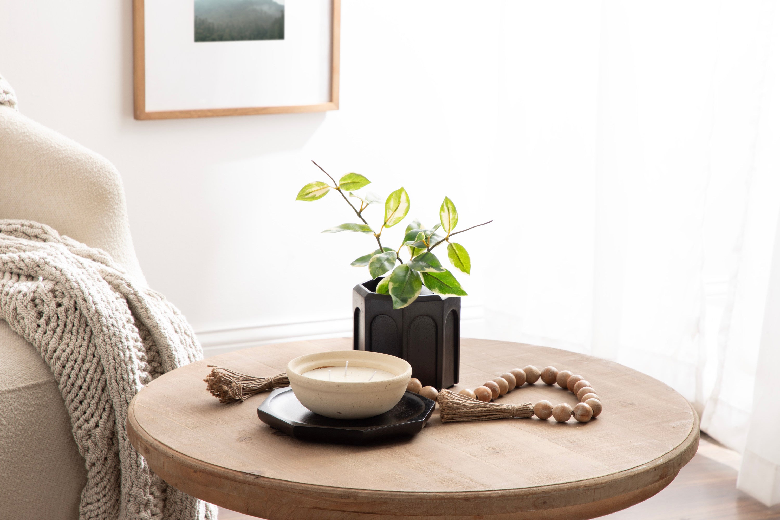 Decorative Accessory Set Black Natural Beige 3 Piece 7