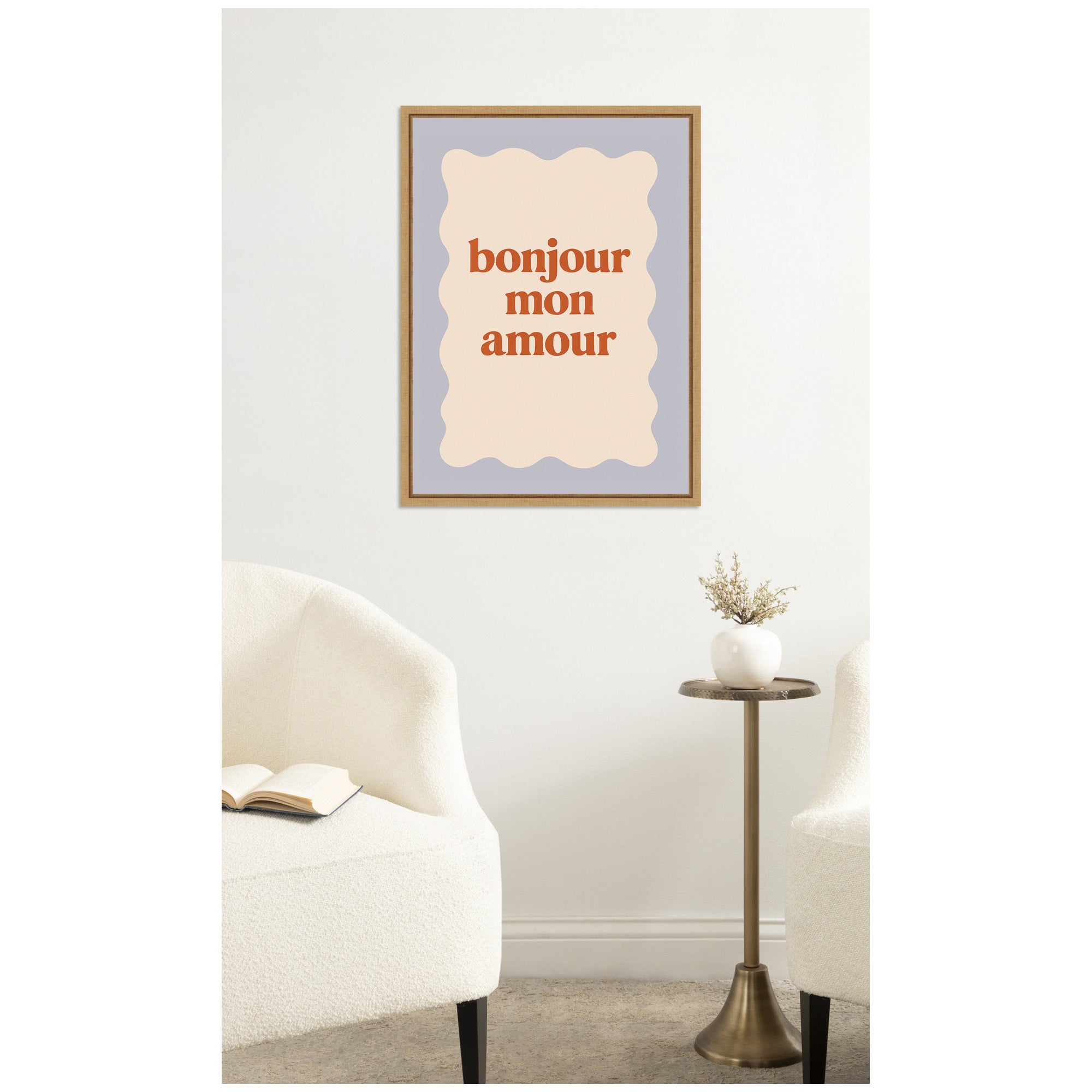 Bonjour Mon Amour Love Quote by Laura Moss Framed Canvas Wall Art Print