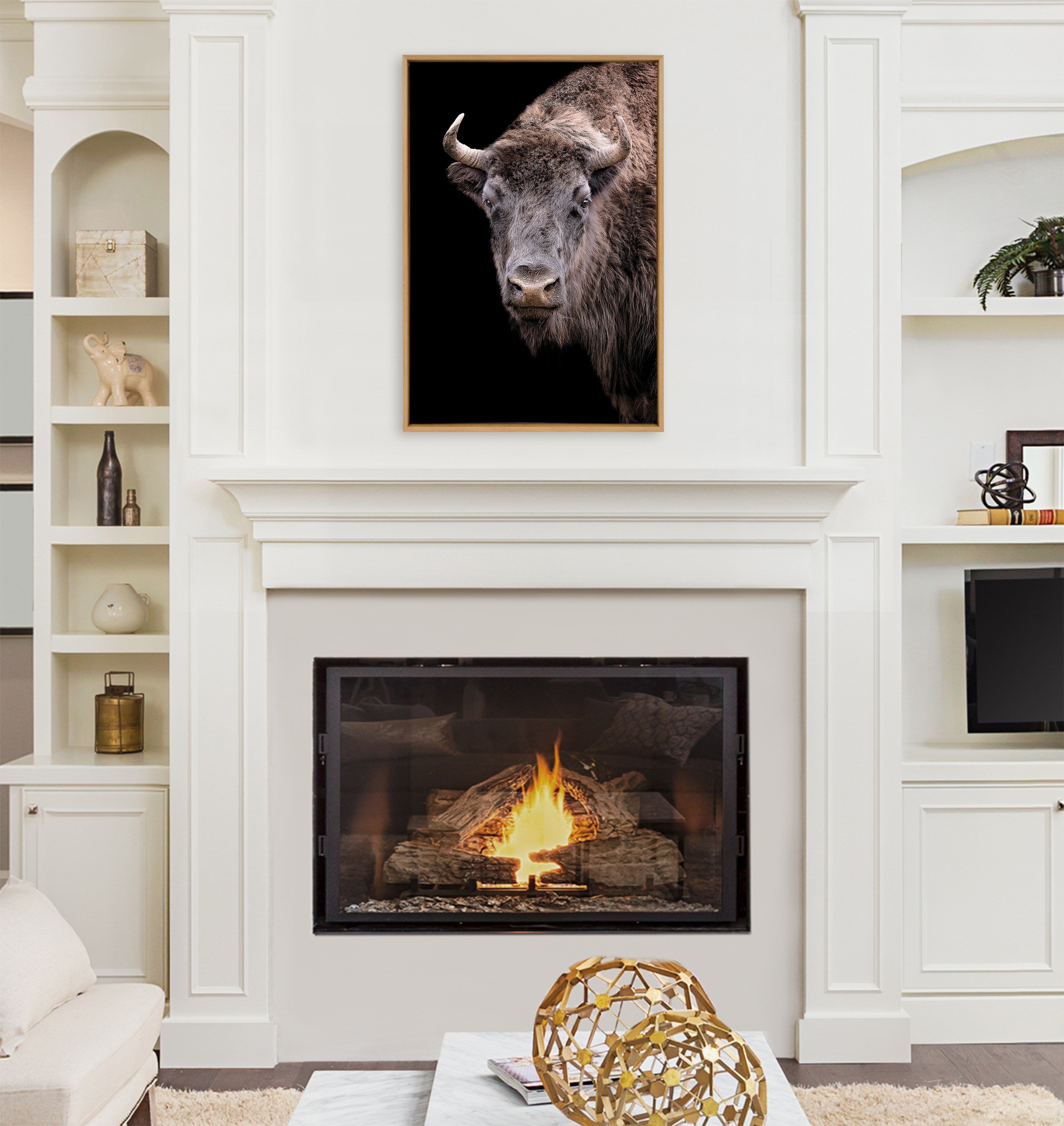 Sylvie American Bison Buffalo Yellowstone Wildlife Animal Framed Canvas by Xyo
