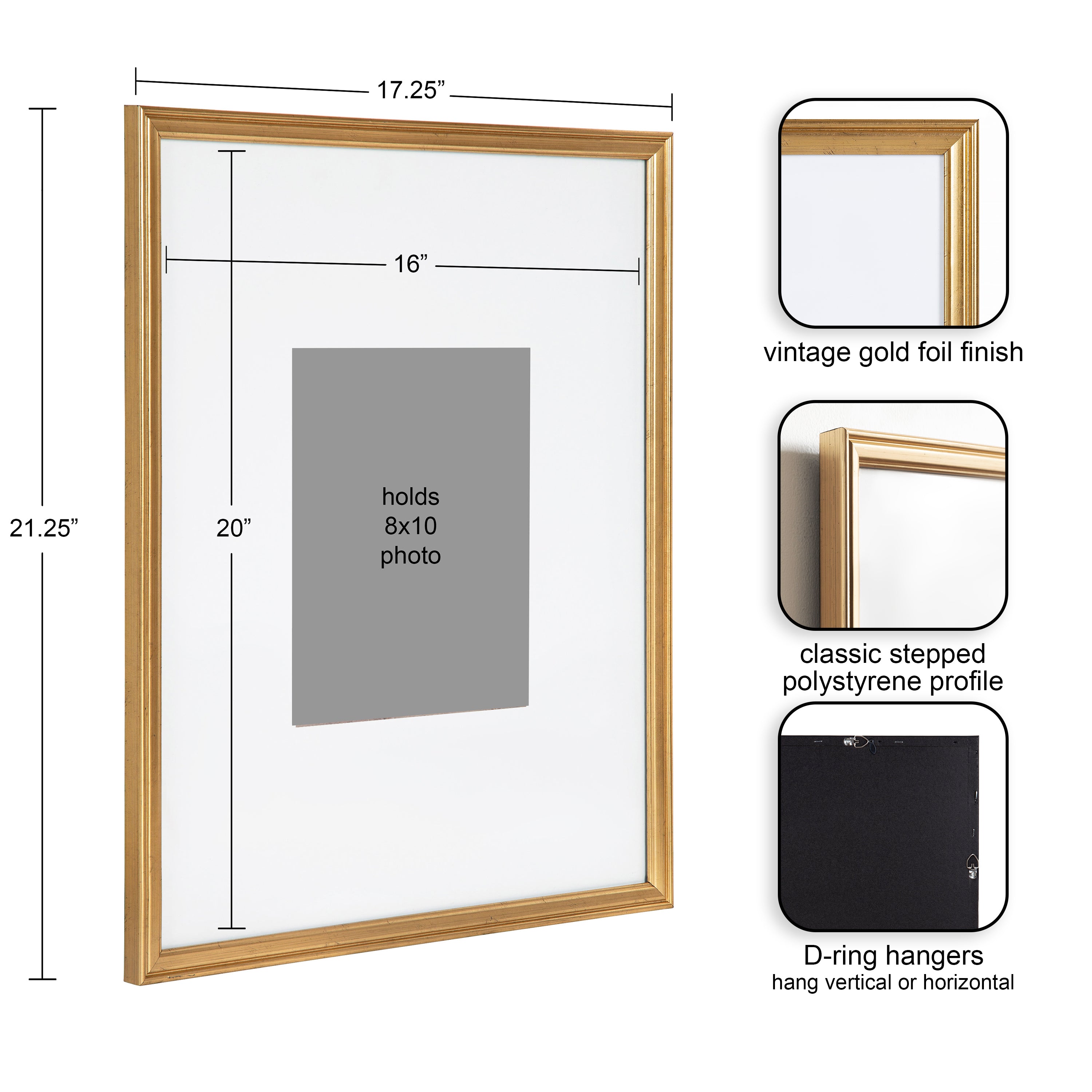 Wall Frame Gold 16x20 matted to 8x10 2