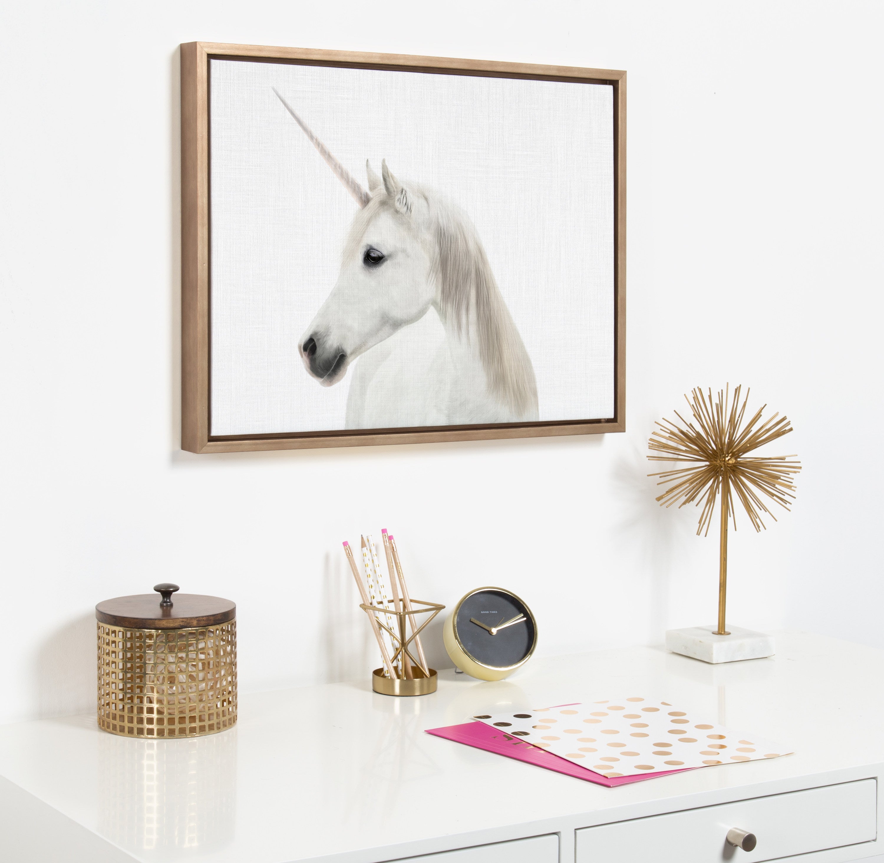 Sylvie Unicorn Framed Canvas by Simon Te of Tai Prints
