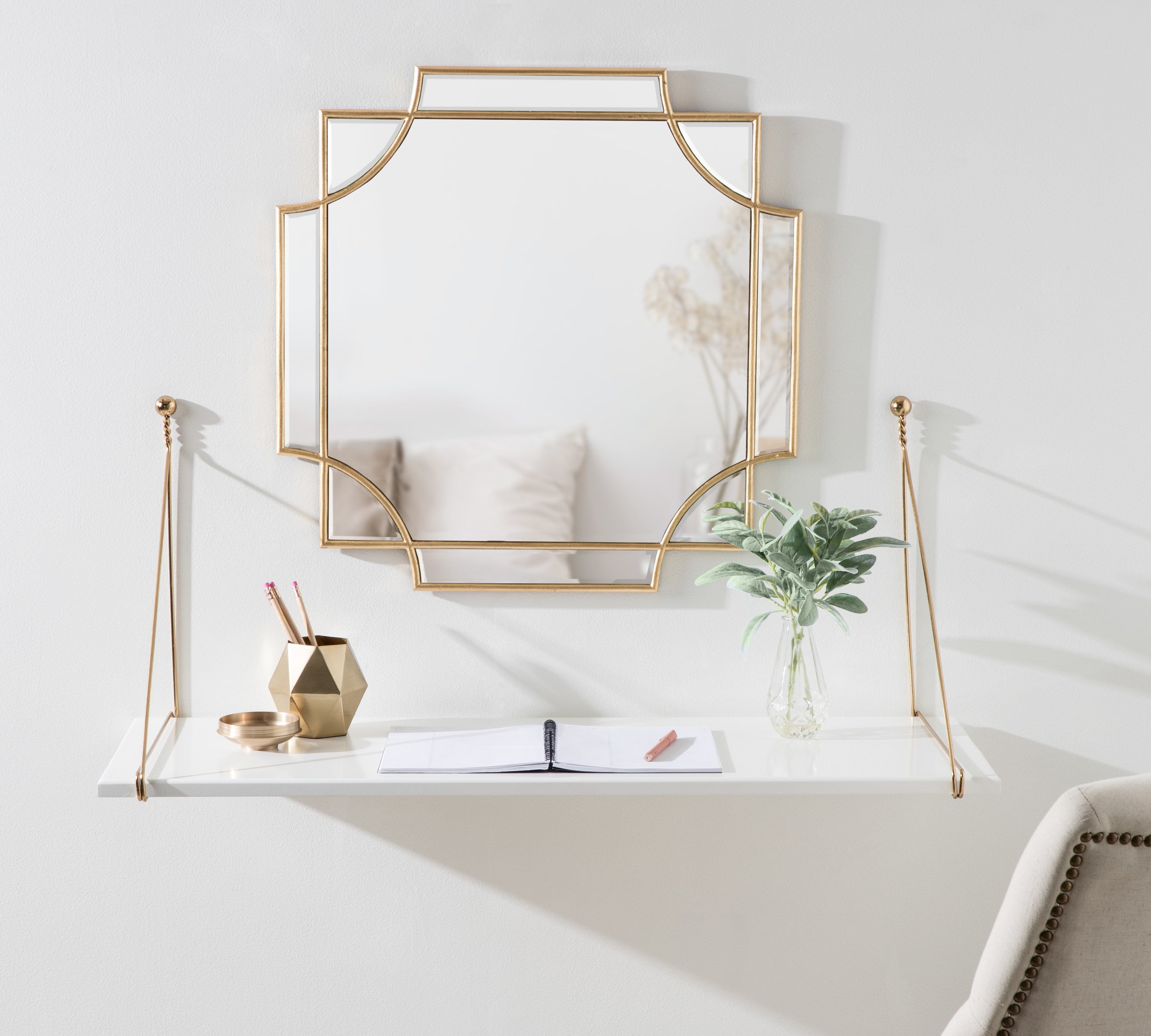 Scallop Mirror 24x24 Gold 6
