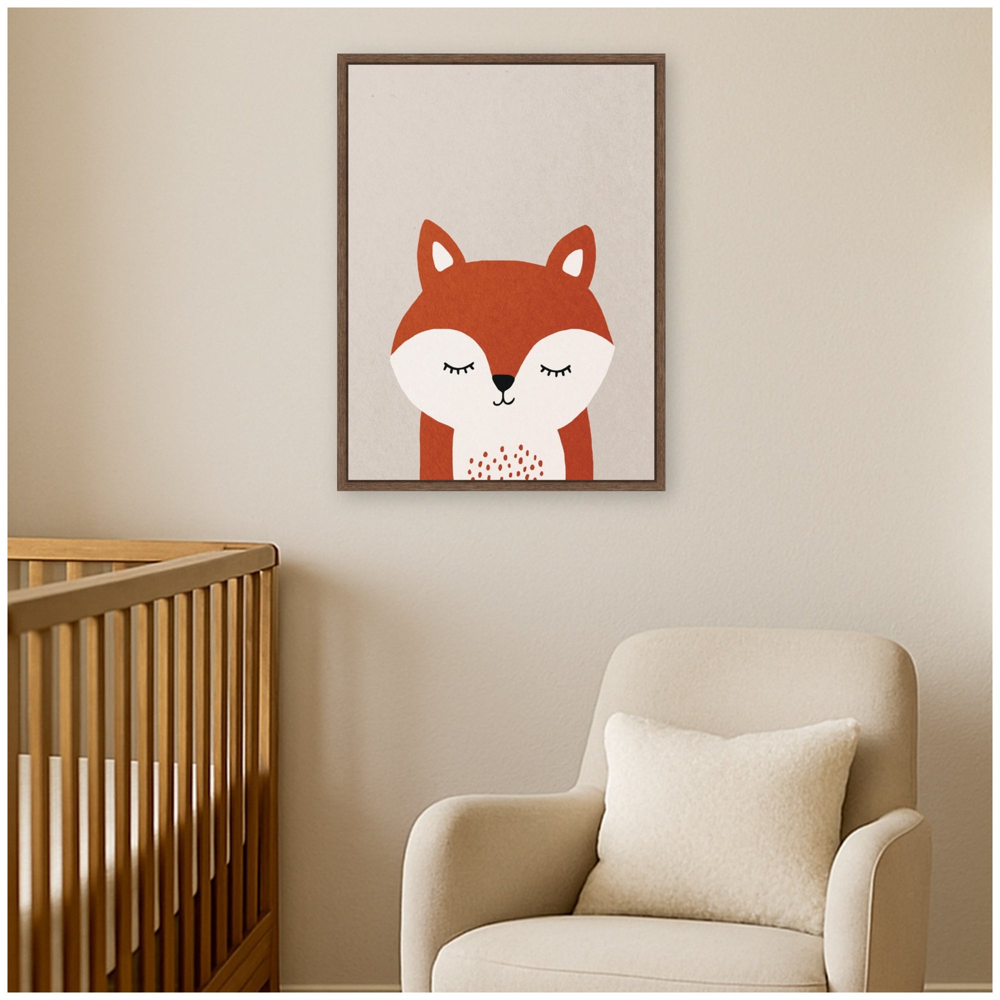 Fox by July Art Prints Framed Canvas Wall Art Print