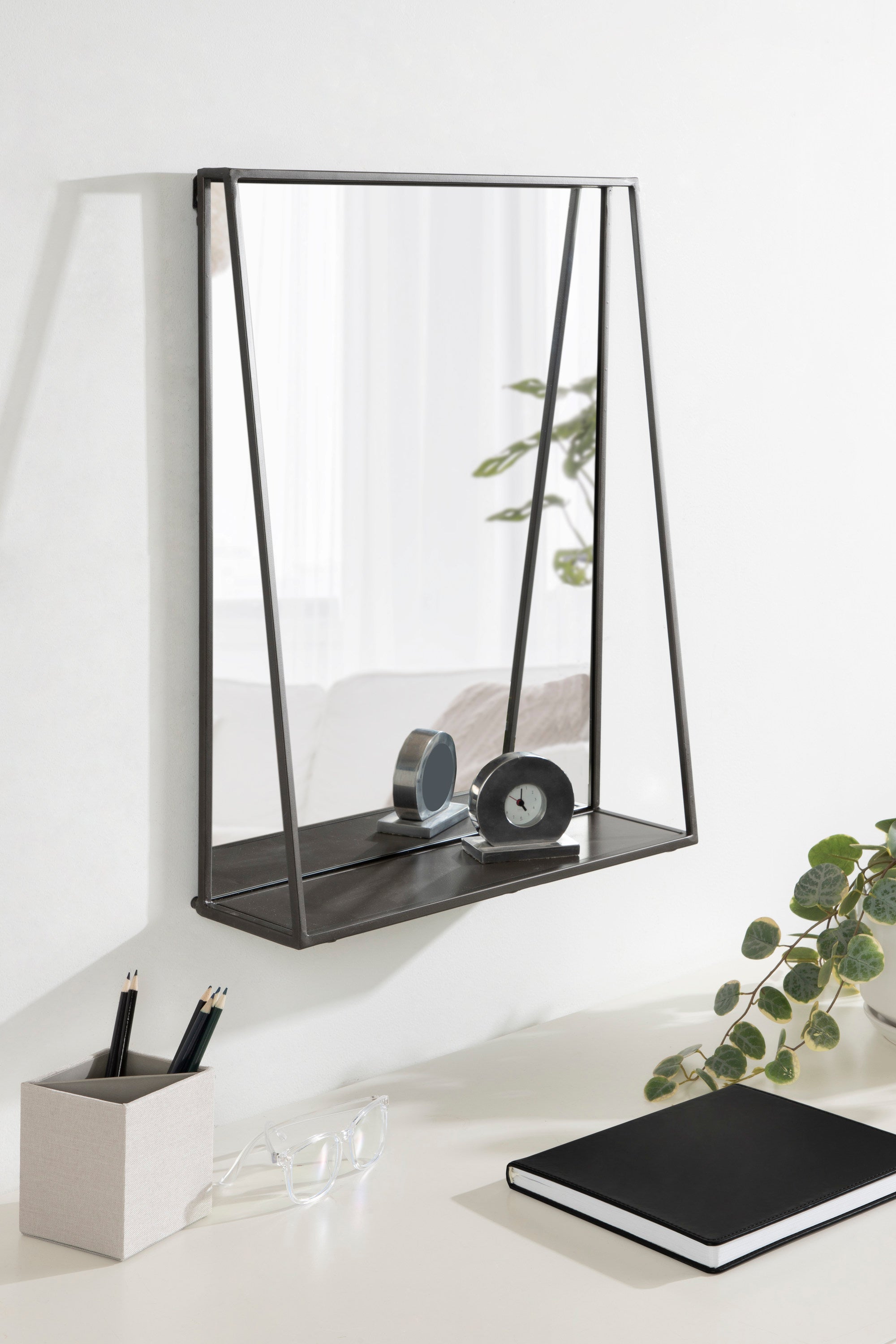 Lintz Metal Framed Mirror with Shelf