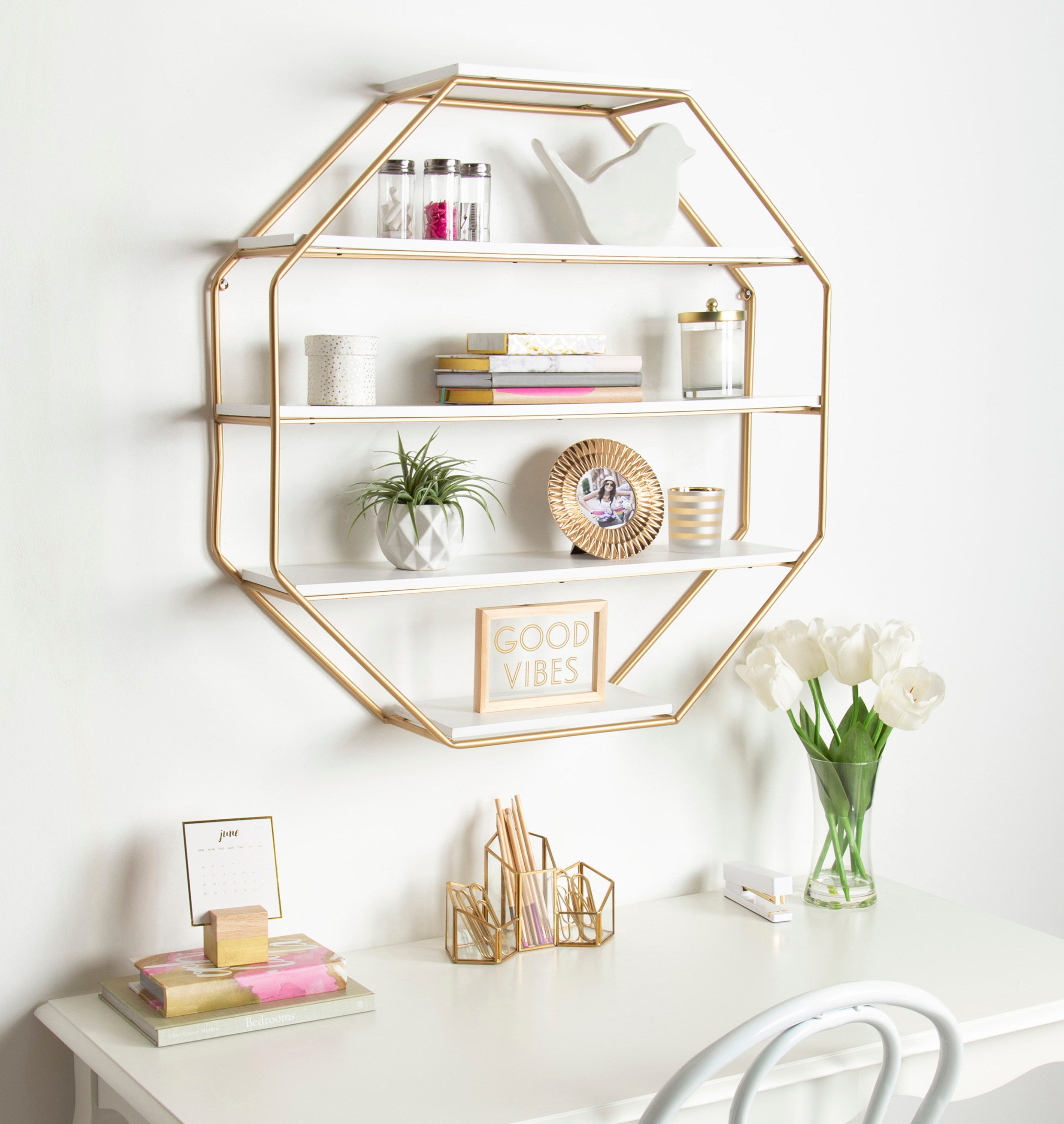Accent Shelf White Gold 30.5x31 5