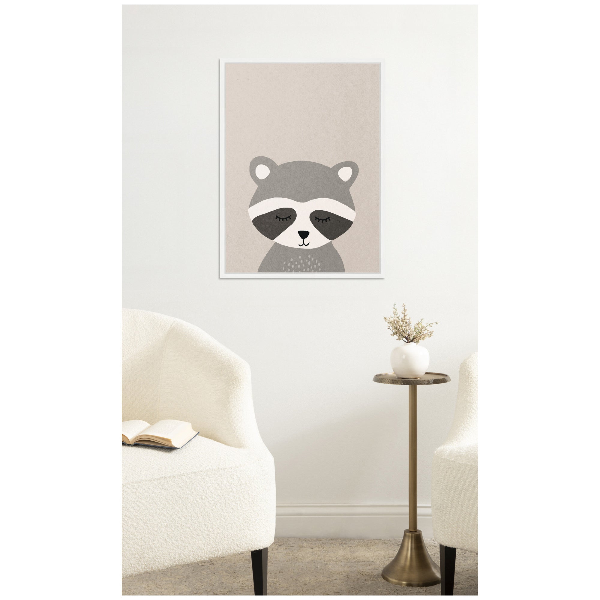Raccoon by July Art Prints Framed Canvas Wall Art Print